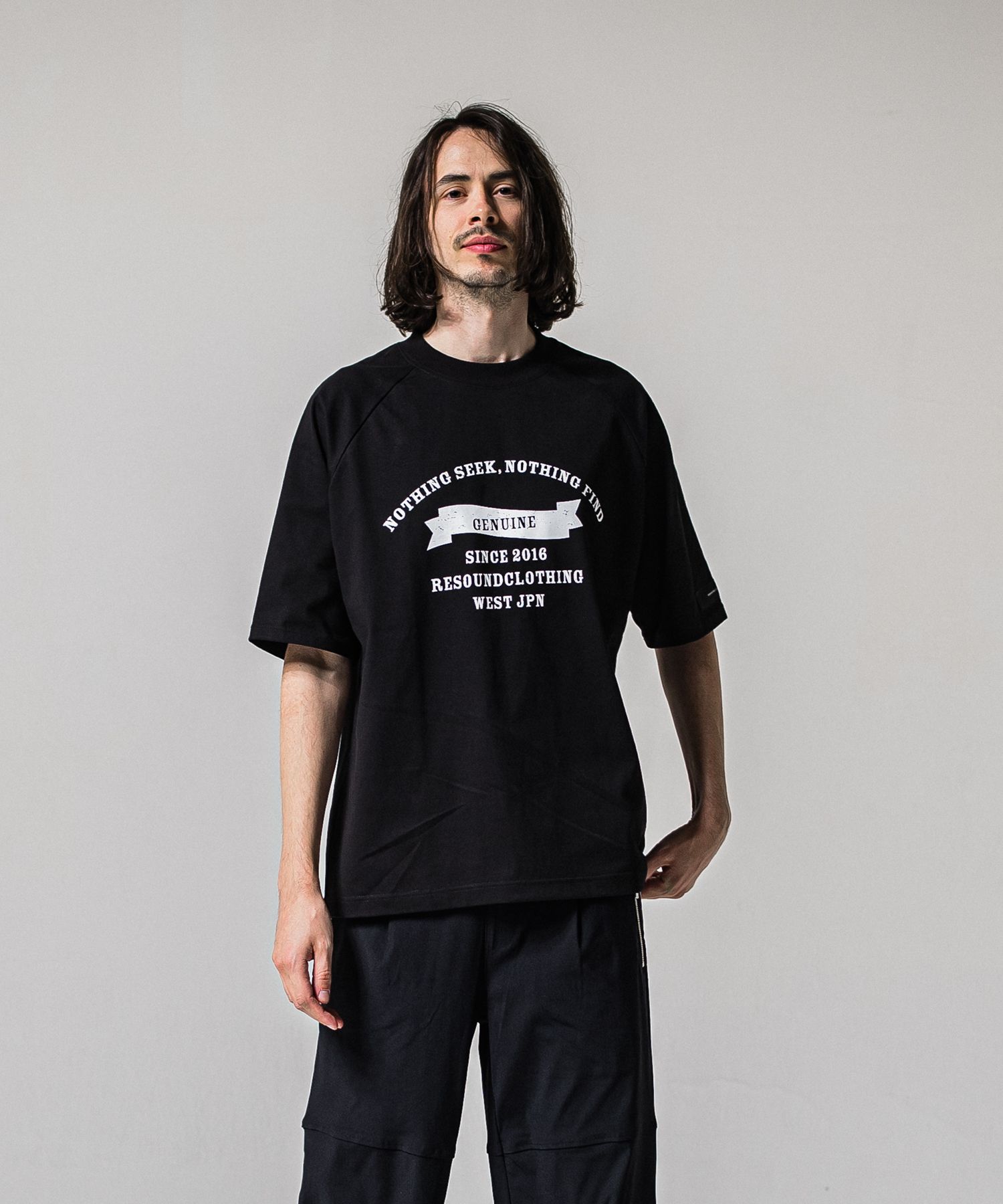 COLLEGE RAGLAN OVER TEE / RC39-T-002 / カレッジロゴラグランビッグTシャツ / ブラック (4月上旬入荷予定)