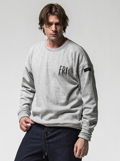 【FRIDAYコラボ】 FRIDAY STANDARD LOGO VELOURS FLEECE TRAINER / RCF1-C-004 / 裏起毛FRIDAYスタンダードロゴトレーナー / グレー (11月上旬入荷予定)
