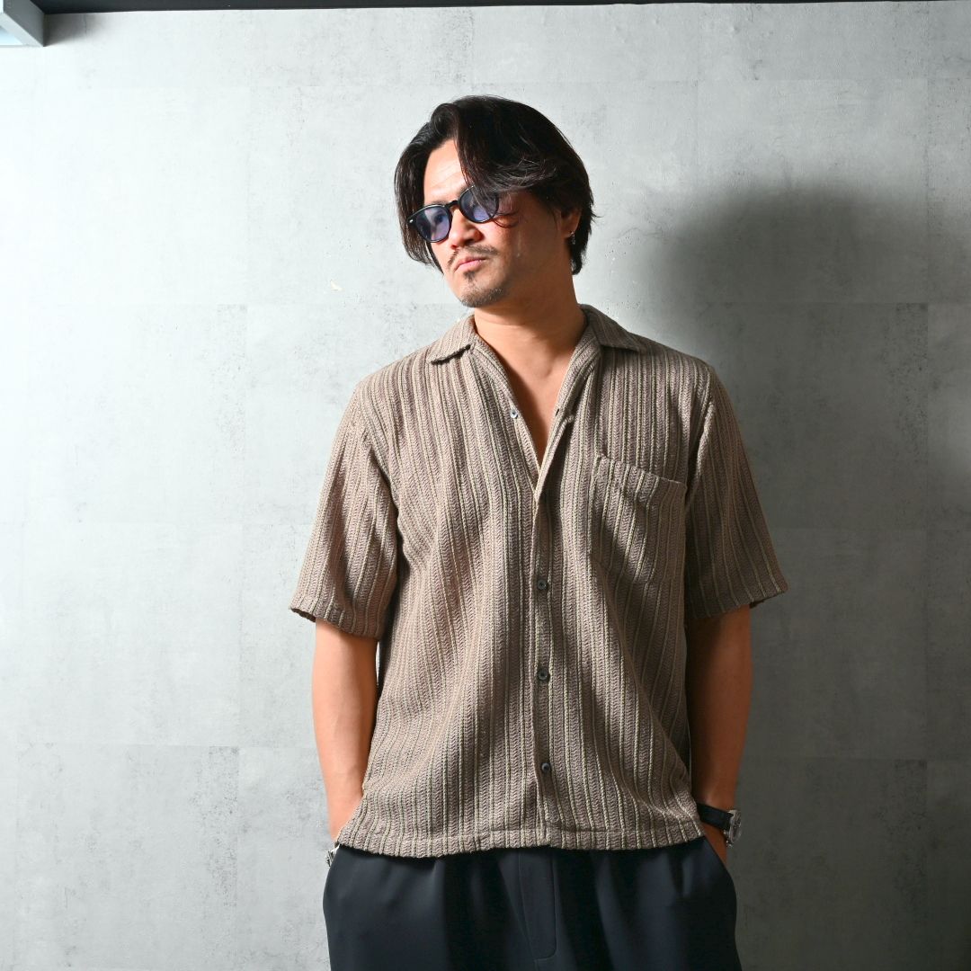 RUSSEL SHIRTS / DP1-SH-004 / ラッセル織り半袖シャツ / ブラウン (3月中旬入荷予定)