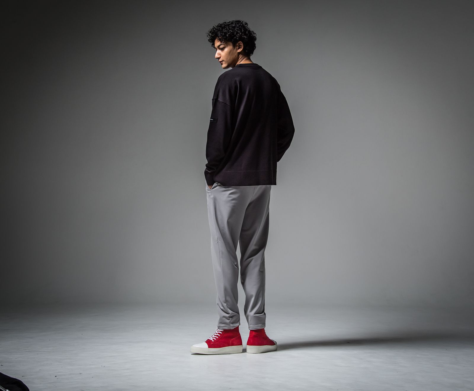 POCKET OVER SWEATER / RC30-K-002 / ポケットルーズニット / ブラック