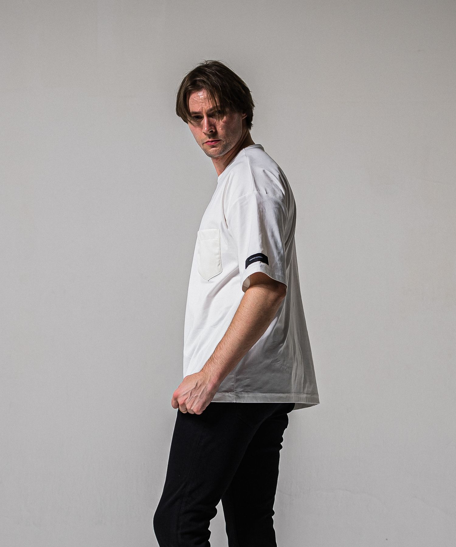 LEATHER POCKET OVER NYLON T / RC39-T-005 / レザーポケットナイロンビッグTシャツ / ホワイト (4月上旬入荷予定)