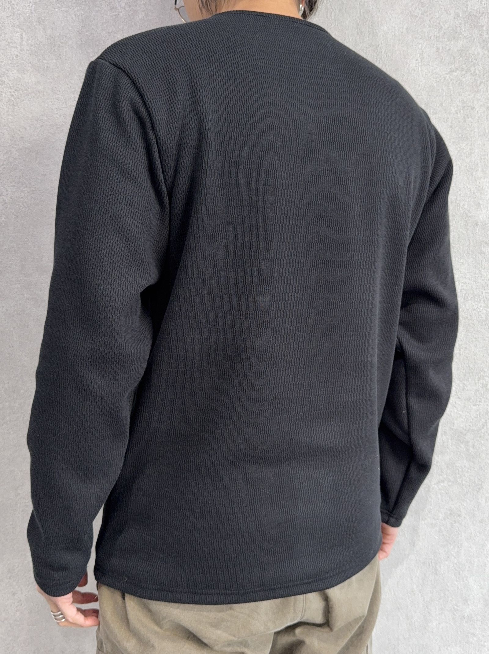 VELOURS FLEECE THERMAL HENRY / RC38-C-003 / 裏起毛サーマルヘンリーネックロングTシャツ / ブラック