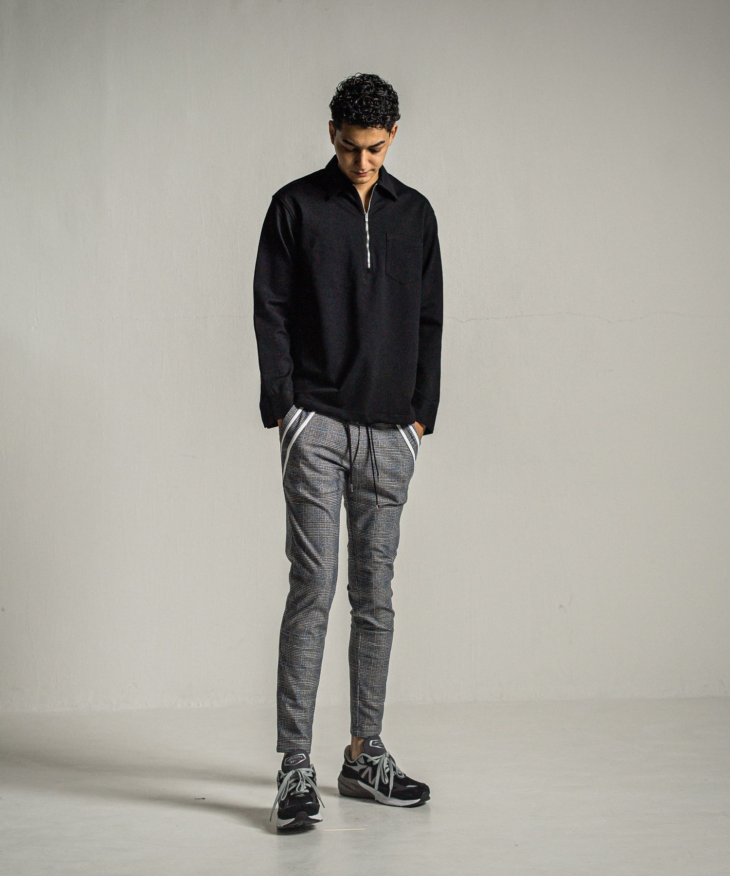 PULLOVER JERSEY SHIRT / RC34-SH-002 / 裏起毛ハーフジップシャツ / ブラック