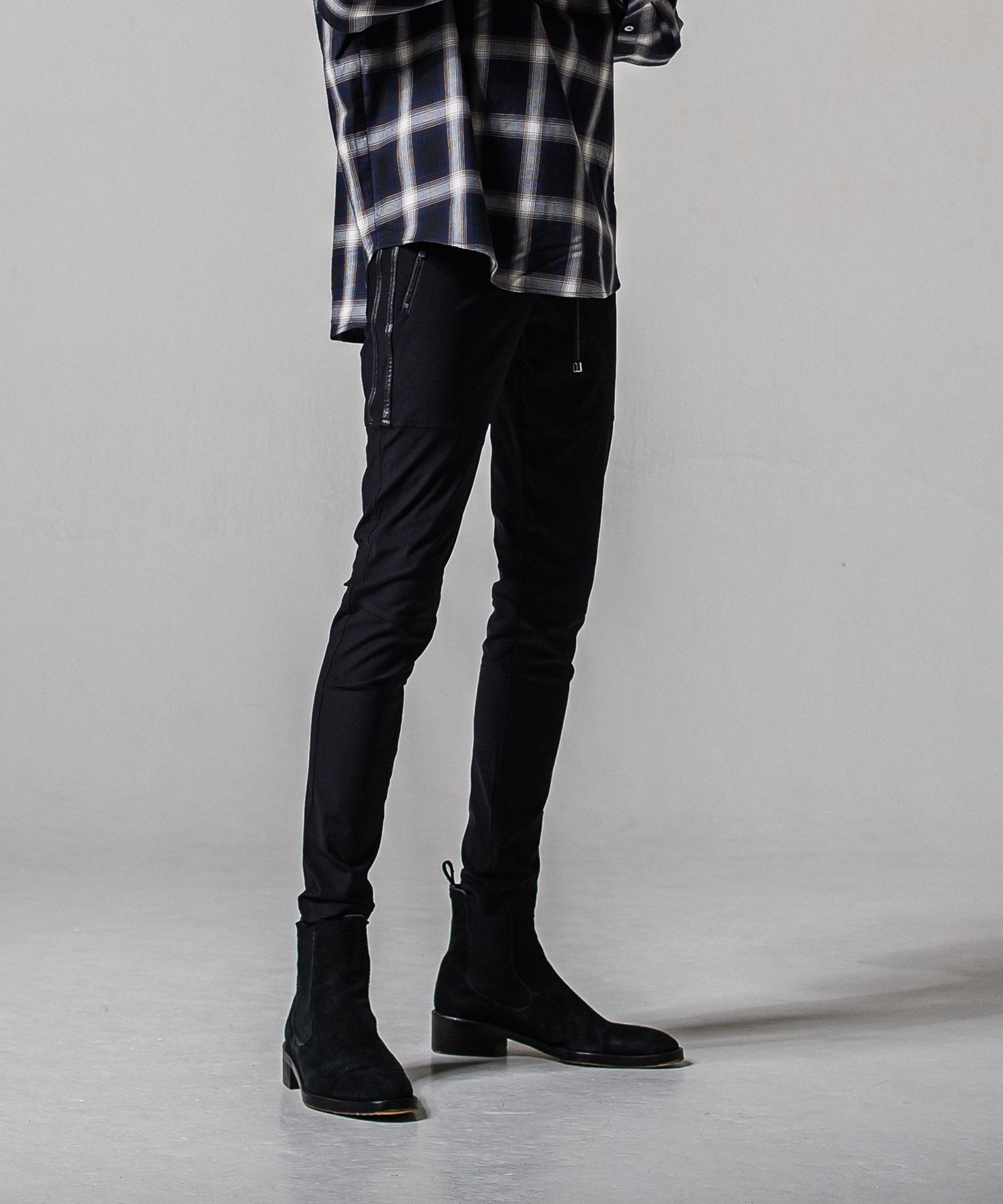 JOHNSON LINE NYLON PT / BASIC-ST-009 / ジョンソンナイロンラインパンツ / ブラック×レザーブラック (3月上旬入荷予定)