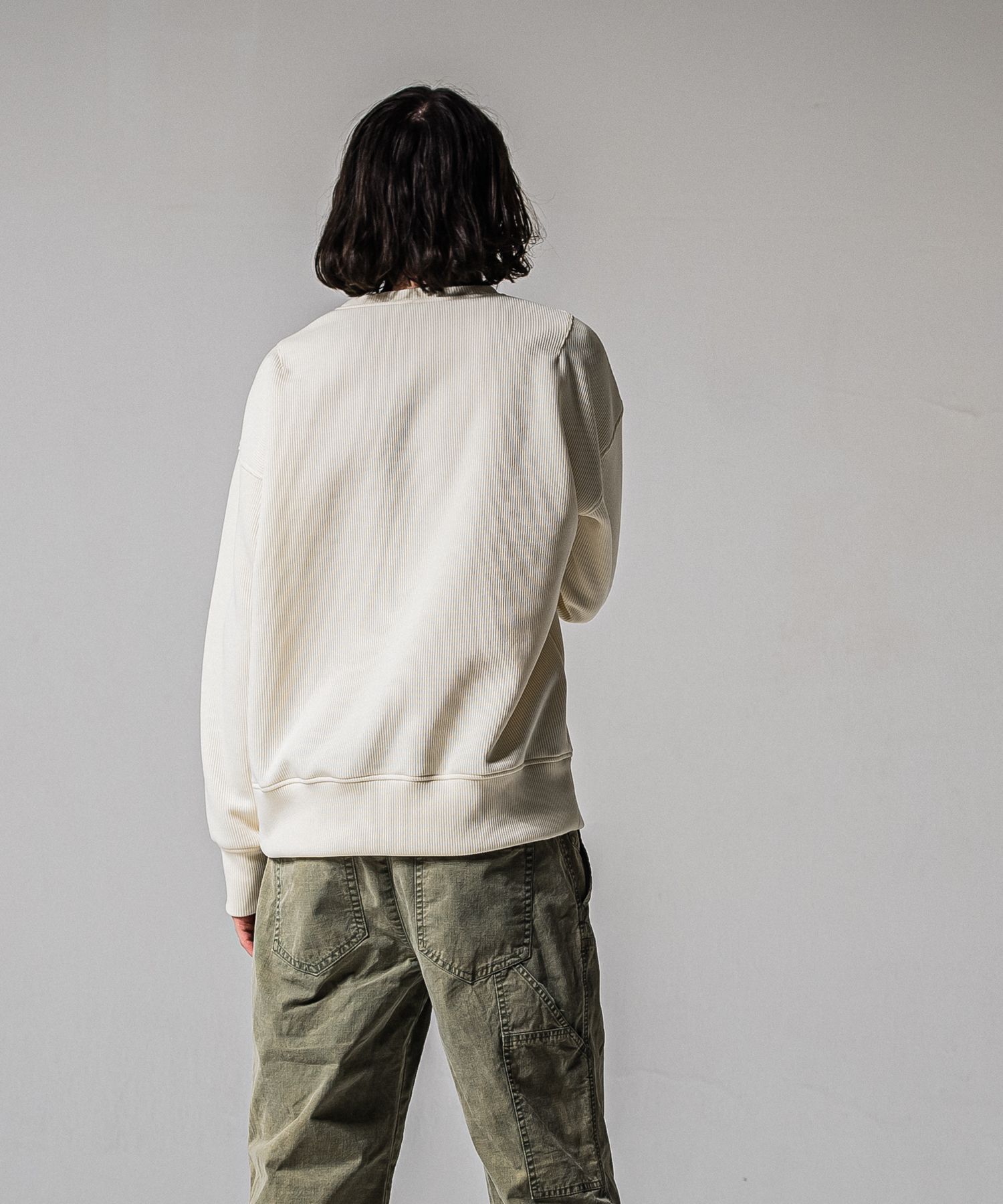 AZE MILITARY DROP TRAINER / RC39-C-003 / 高機能畦編みニットトレーナー / オフホワイト (1月下旬入荷予定)