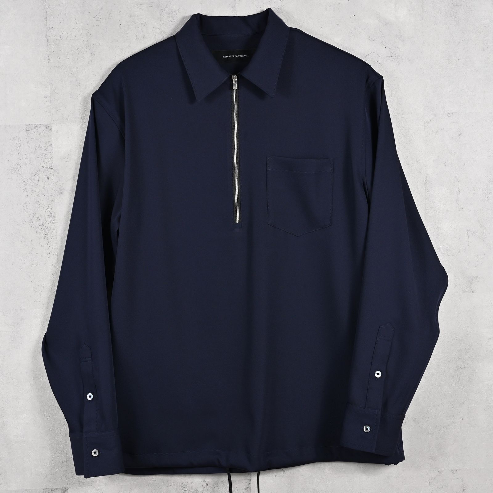 PULLOVER SATIN SHIRT / RC39-SH-002 / ハーフジップサテンシャツ / ネイビー (3月上旬入荷予定)
