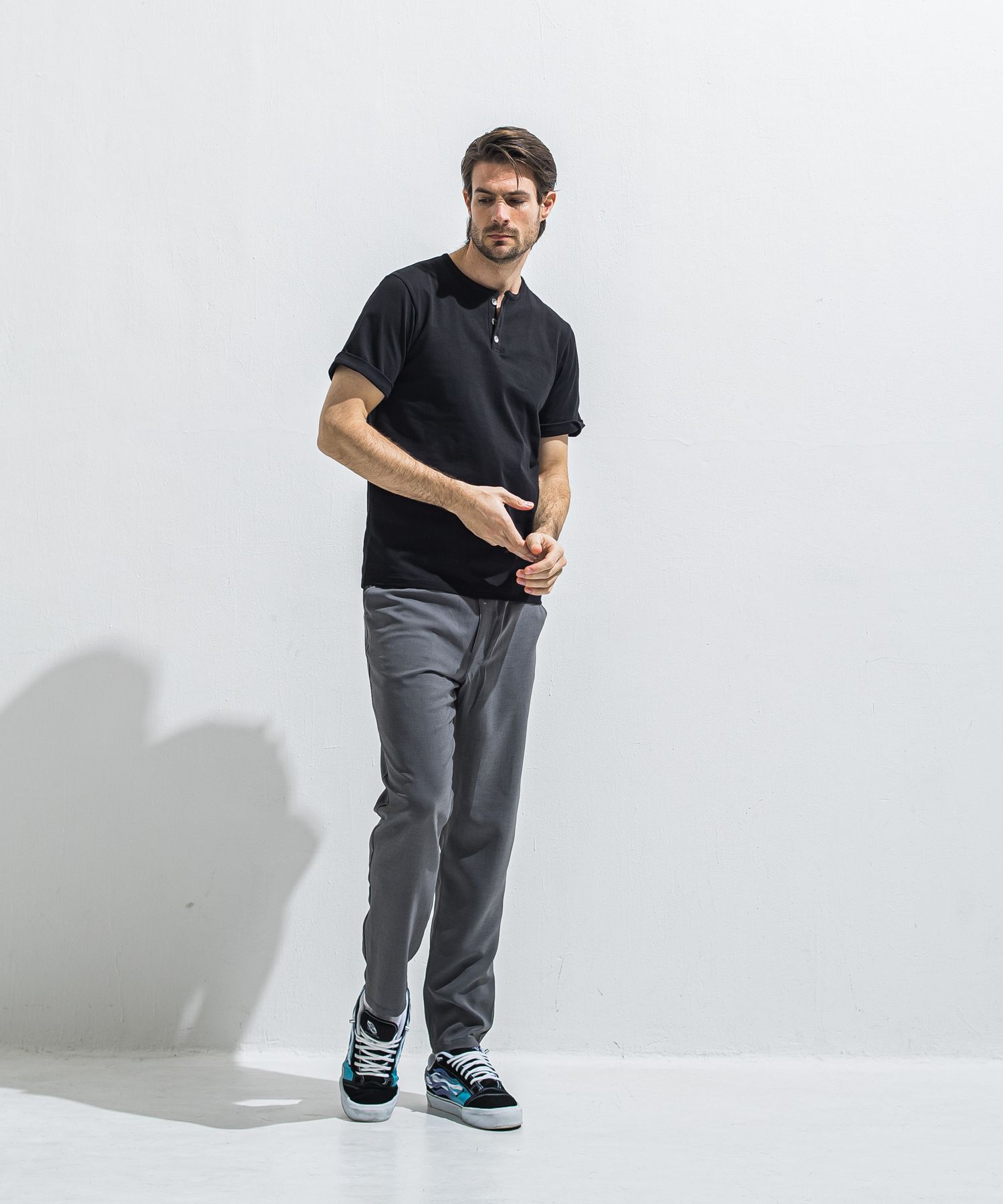 PAT WIDE EASY PANTS / RC40-ST-036BN / ワイドテーパードパンツ / ツイルグレー (4月中旬入荷予定)