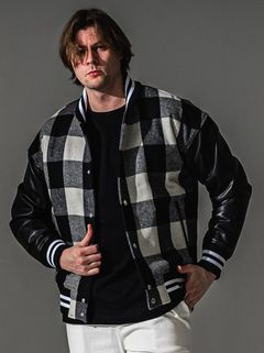 VARSITY JACKET / RC41-JK-008 / スタジャン / ブラック×ホワイトチェック (10月下旬入荷予定)