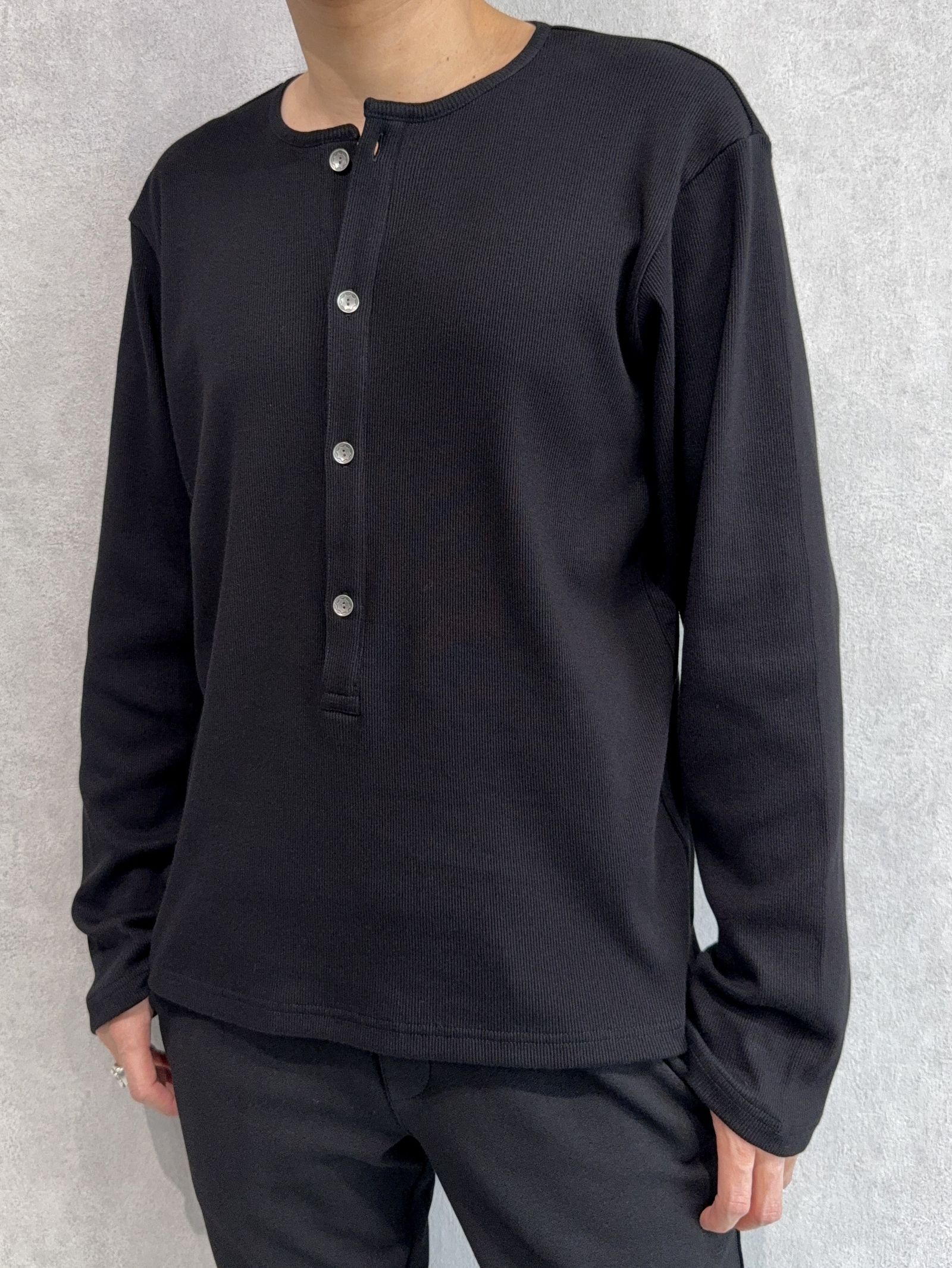 RIB HENRY LONGSLEEVE / RC41-T-005 / リブヘンリーネック長袖Tシャツ / ブラック
