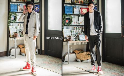 【RESOUND】高機能ツイル素材、普段使いのジャケパンセットアップ入荷