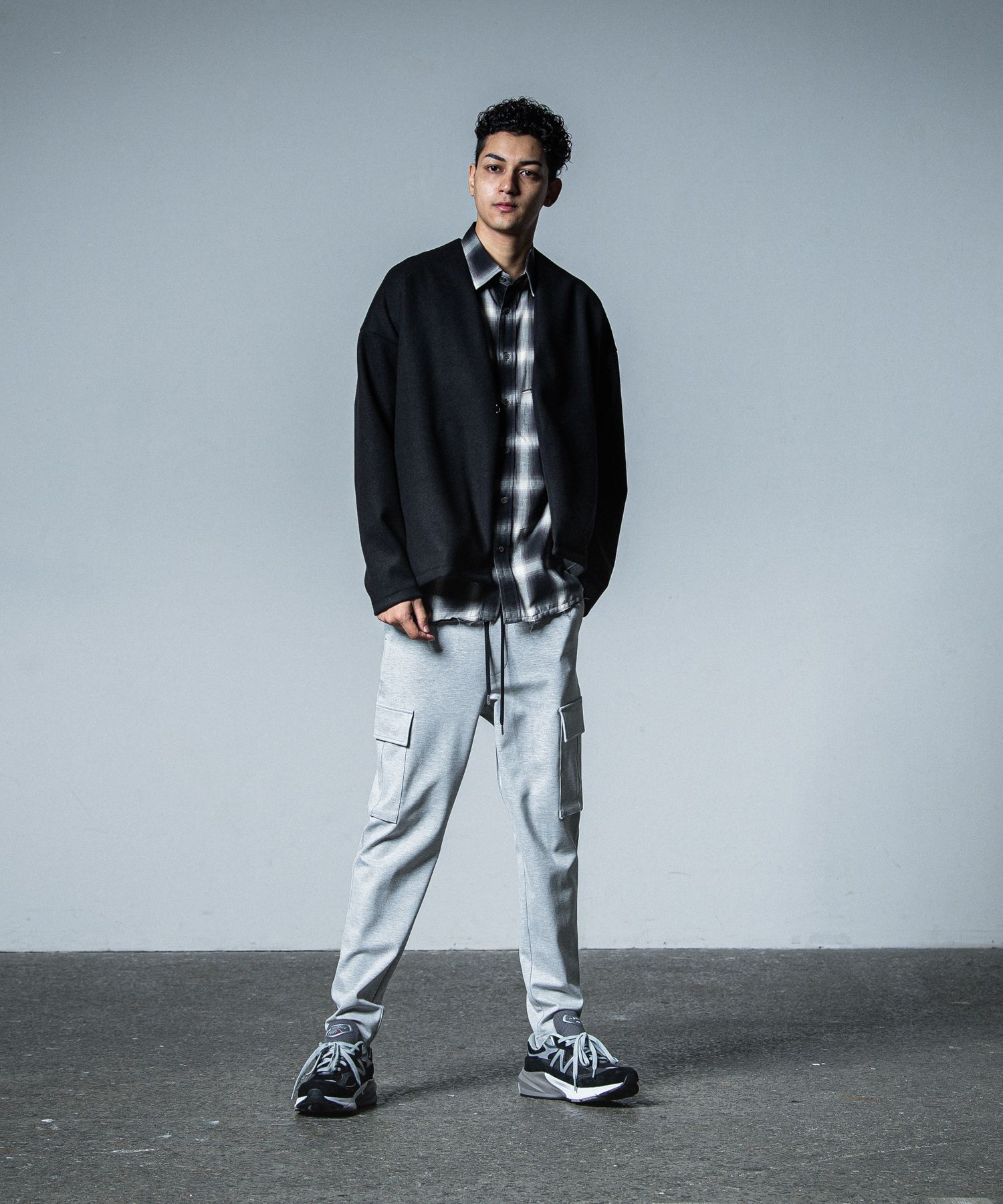 OVER GOWN CHECK SHIRTS / RC33-SH-003 / オーバーガウンチェックシャツ / ブラック