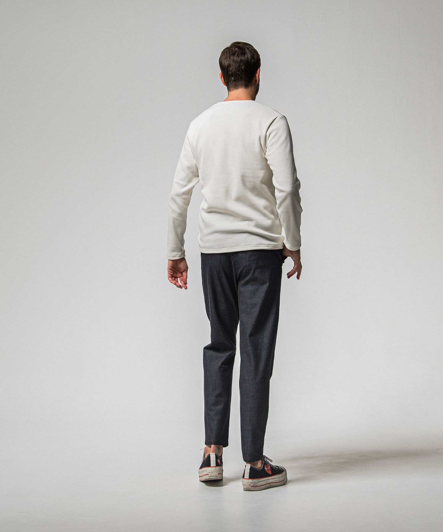 VELOURS FLEECE THERMAL HENRY / RC38-C-003 / 裏起毛サーマルヘンリーネックロングTシャツ / ホワイト (10月中旬入荷予定)