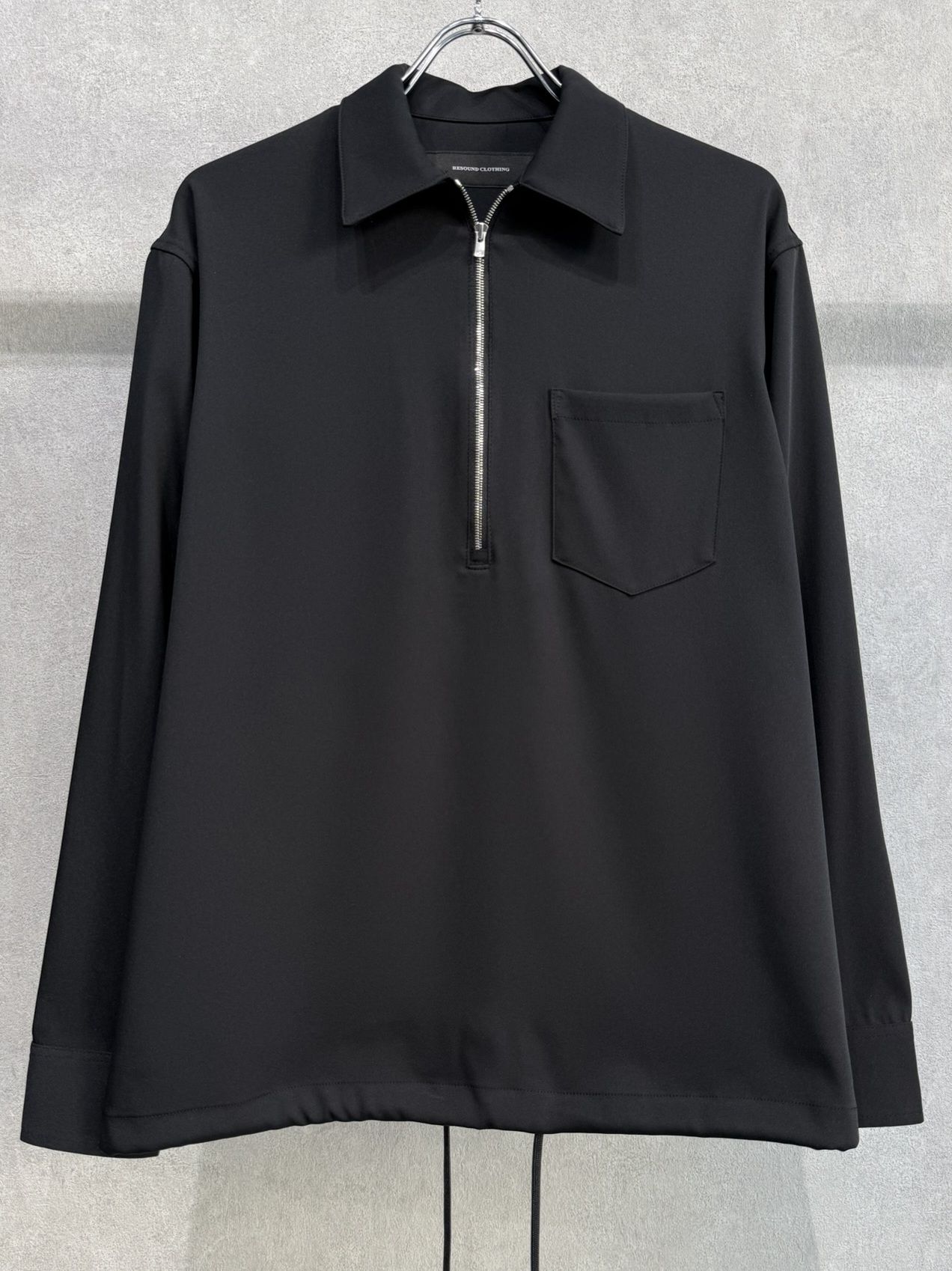 PULLOVER SATIN SHIRT / RC39-SH-002 / ハーフジップサテンシャツ / ブラック
