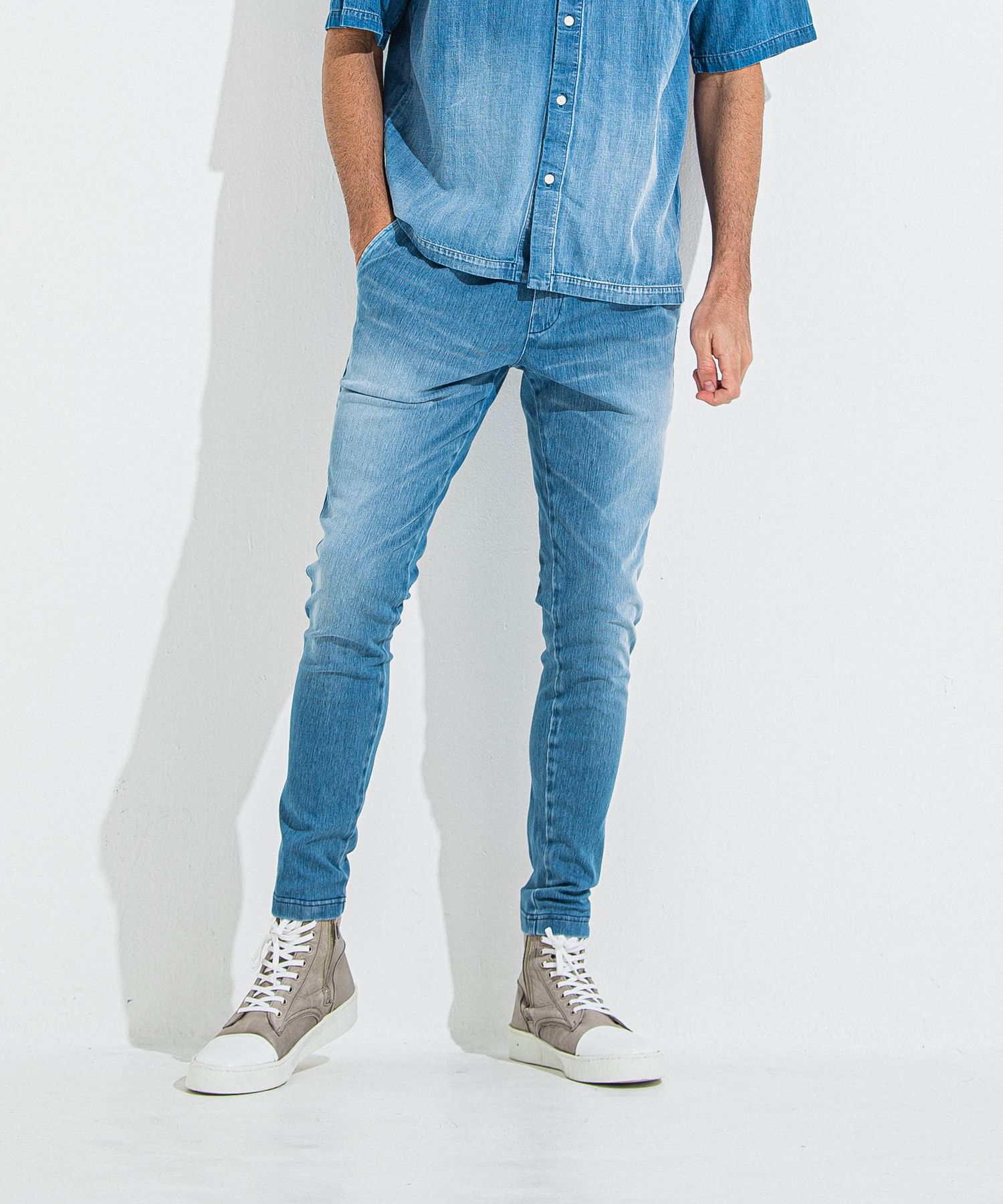 DENIM JERSEY CHRIS EASY TUCK PT / RC36-ST-016TD / ライトオンスデニムジャージイージータックパンツ / ライトインディゴ