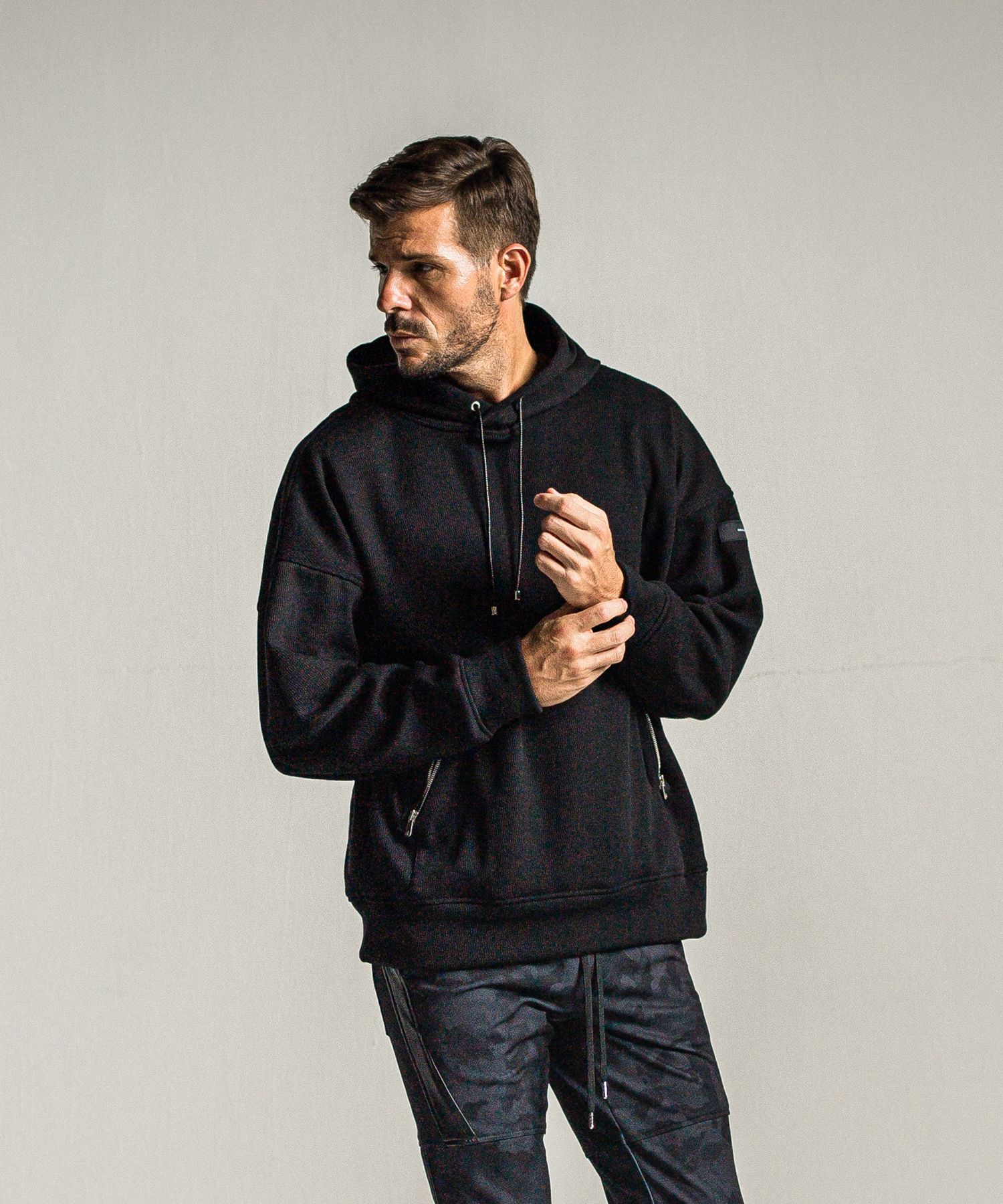 SHAGGY FLEECE THERMAL PULLOVER HOODIE / RC34-C-003 / 裏起毛サーマルパーカー / ブラック