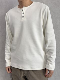 VELOURS FLEECE THERMAL HENRY / RC38-C-003 / 裏起毛サーマルヘンリーネックロングTシャツ / ホワイト