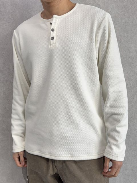 VELOURS FLEECE THERMAL HENRY / RC38-C-003 / 裏起毛サーマルヘンリーネックロングTシャツ / ホワイト