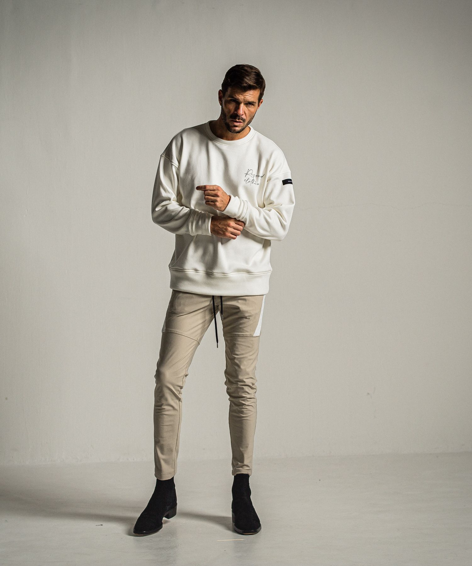 ID VELOURS FLEECE DROP TRAINER / RC34-C-004 / 裏起毛バックロゴトレーナー / ホワイト