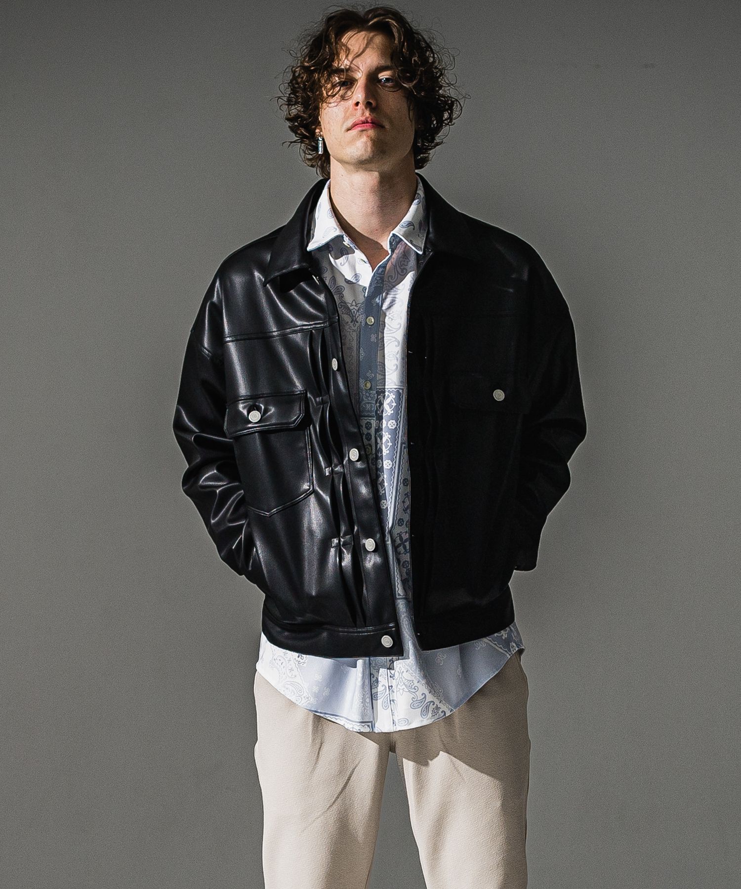 LEATHER 2ND G / RC41-JK-007 / エコレザー2ND型Gジャン / ブラック (9月下旬入荷予定)