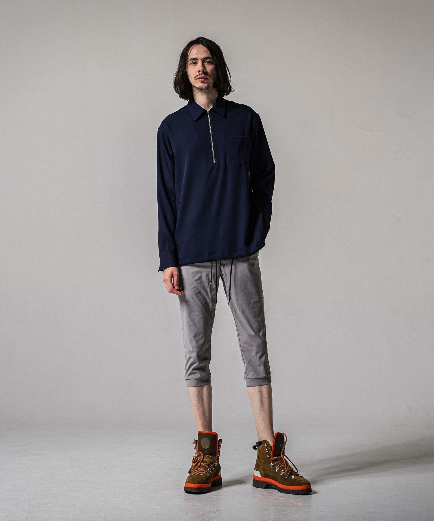 PULLOVER SATIN SHIRT / RC39-SH-002 / ハーフジップサテンシャツ / ネイビー (3月上旬入荷予定)