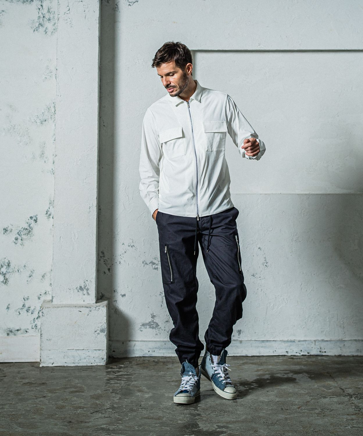 DAVID CARGO PANTS / RC35-ST-040 / ミリタリー裾ゴムカーゴパンツ / ブラック