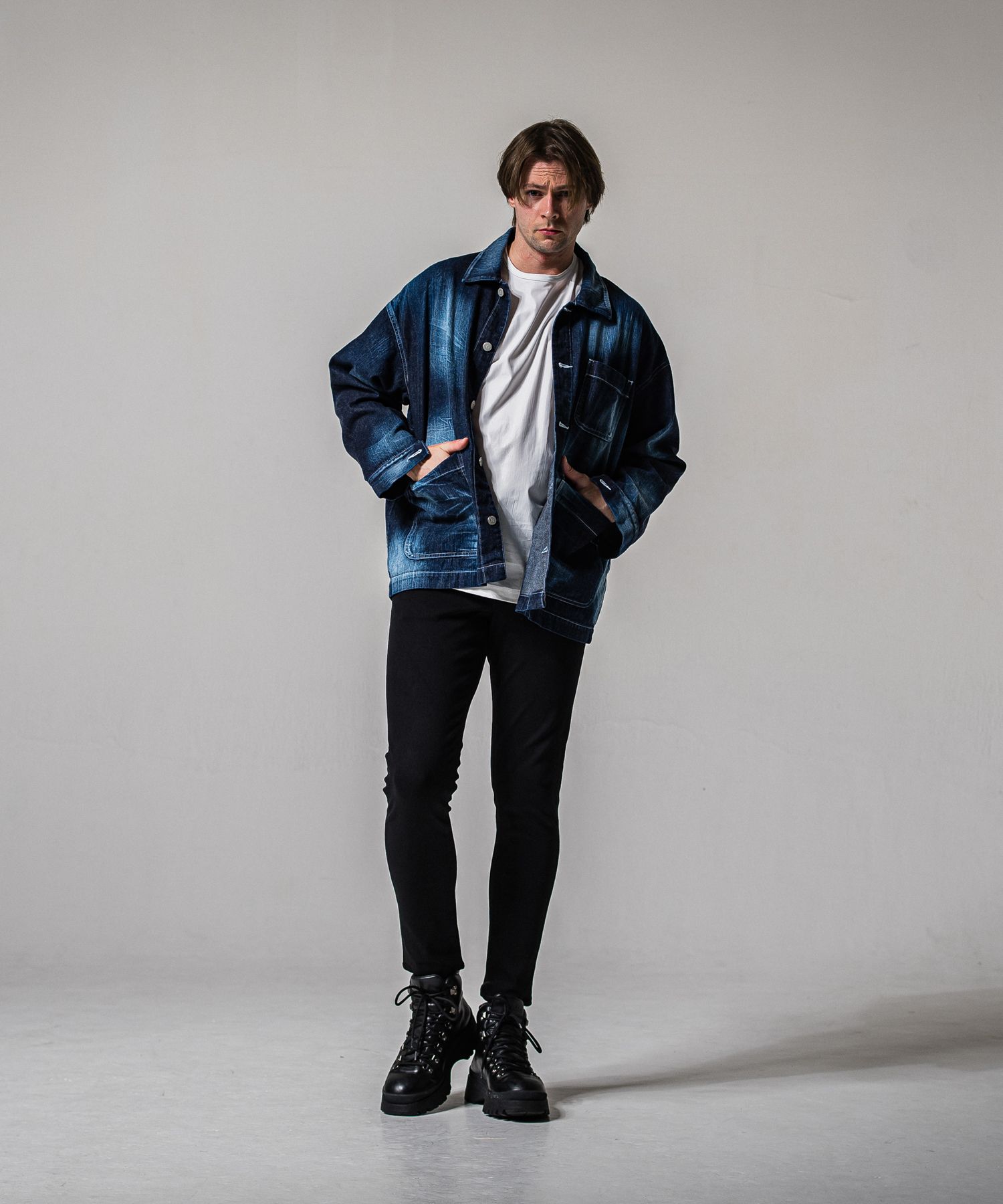 MICK DENIM JERSEY / BASIC-ST-020 / デニムジャージテーパードパンツ / ブラック (1月下旬入荷予定)