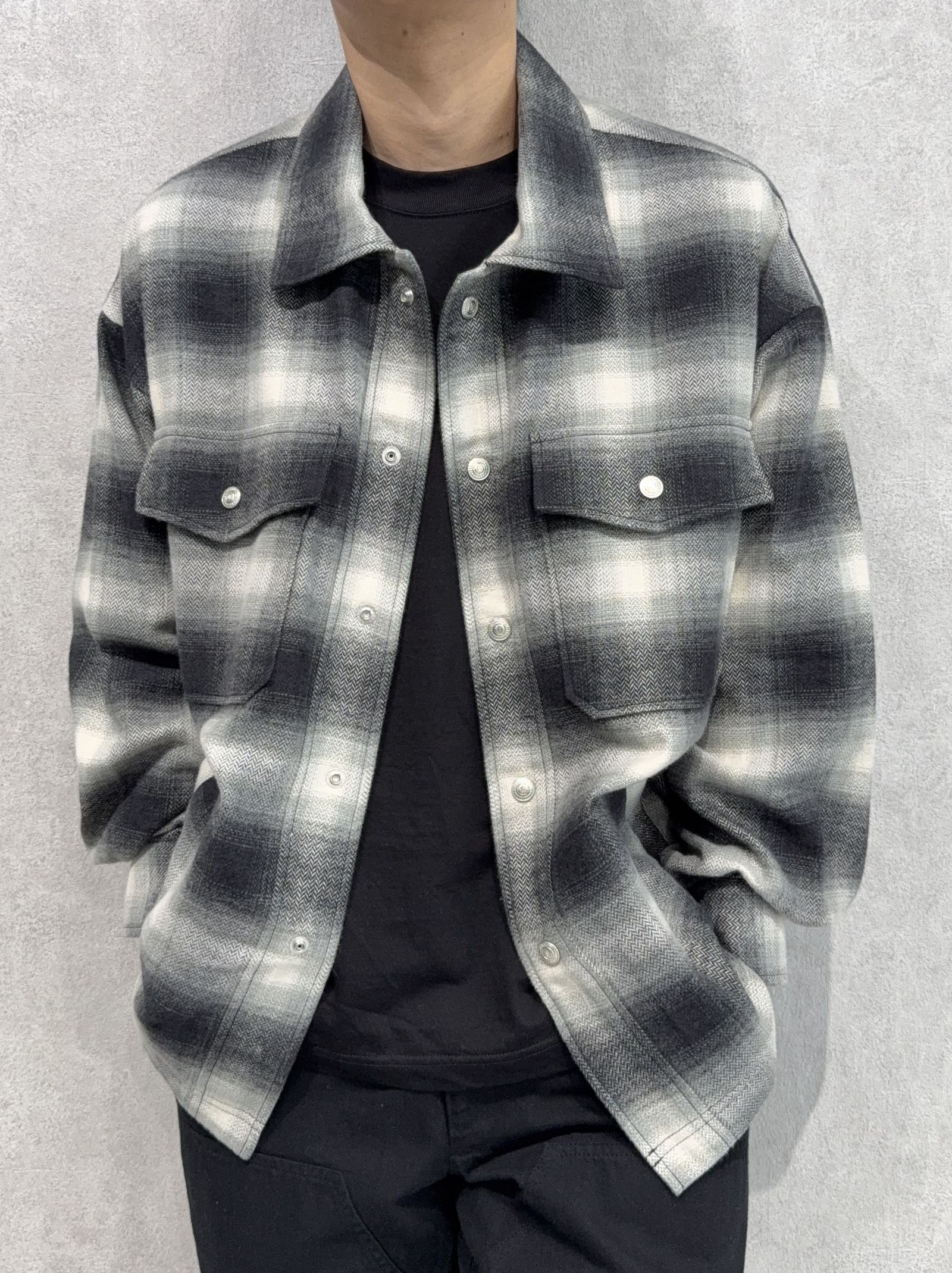 FLANNEL CHECK JK / RC41-JK-006 / フランネルチェックCPOジャケット / ブラック