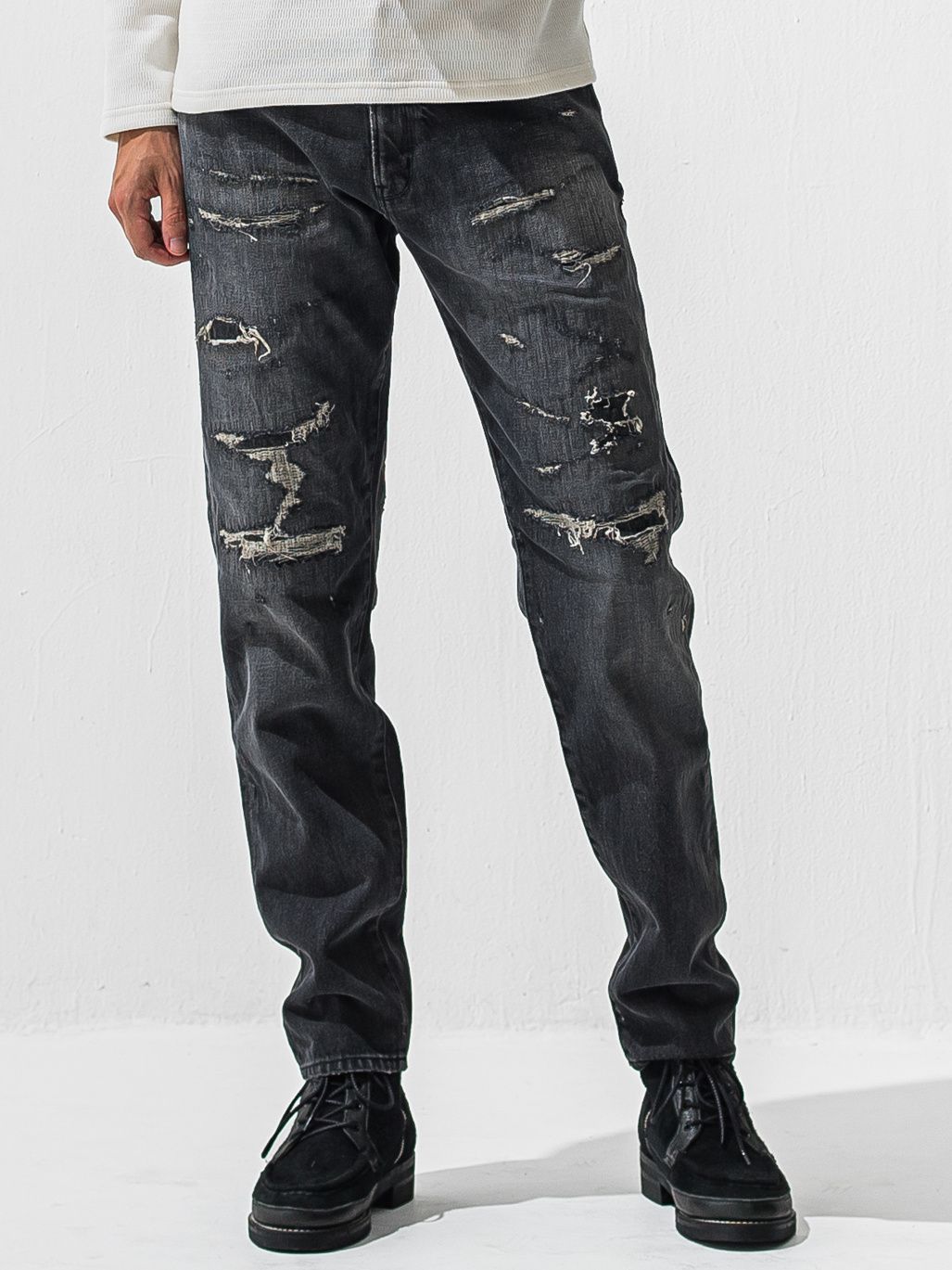 SCOTT JEANSS / RC42-ST-006 / レギュラーテーパードデニムパンツ / ブラックユーズド (12月中旬入荷予定)