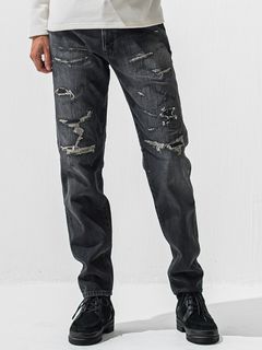 SCOTT JEANSS / RC42-ST-006 / レギュラーテーパードデニムパンツ / ブラックユーズド (12月中旬入荷予定)