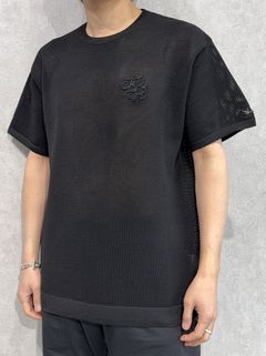 ロゴアイコン半袖ニットTシャツ / usk-25017 / ブラック
