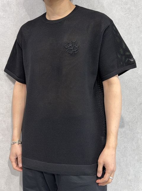 ロゴアイコン半袖ニットTシャツ / usk-25017 / ブラック