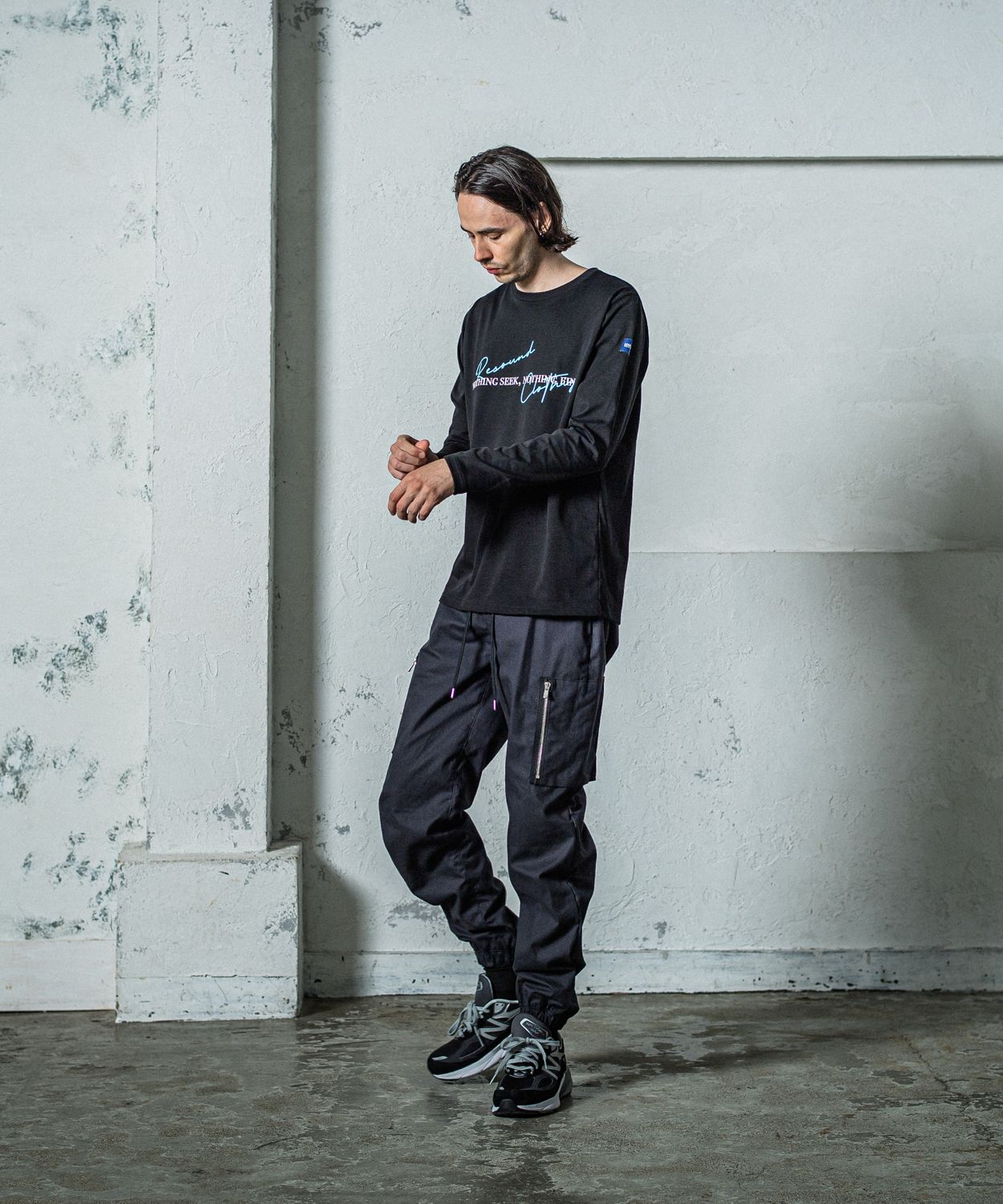 NSNF LONGSLEEVE TEE / RC35-T-009 / メッセージロゴ長袖Tシャツ / ブラック