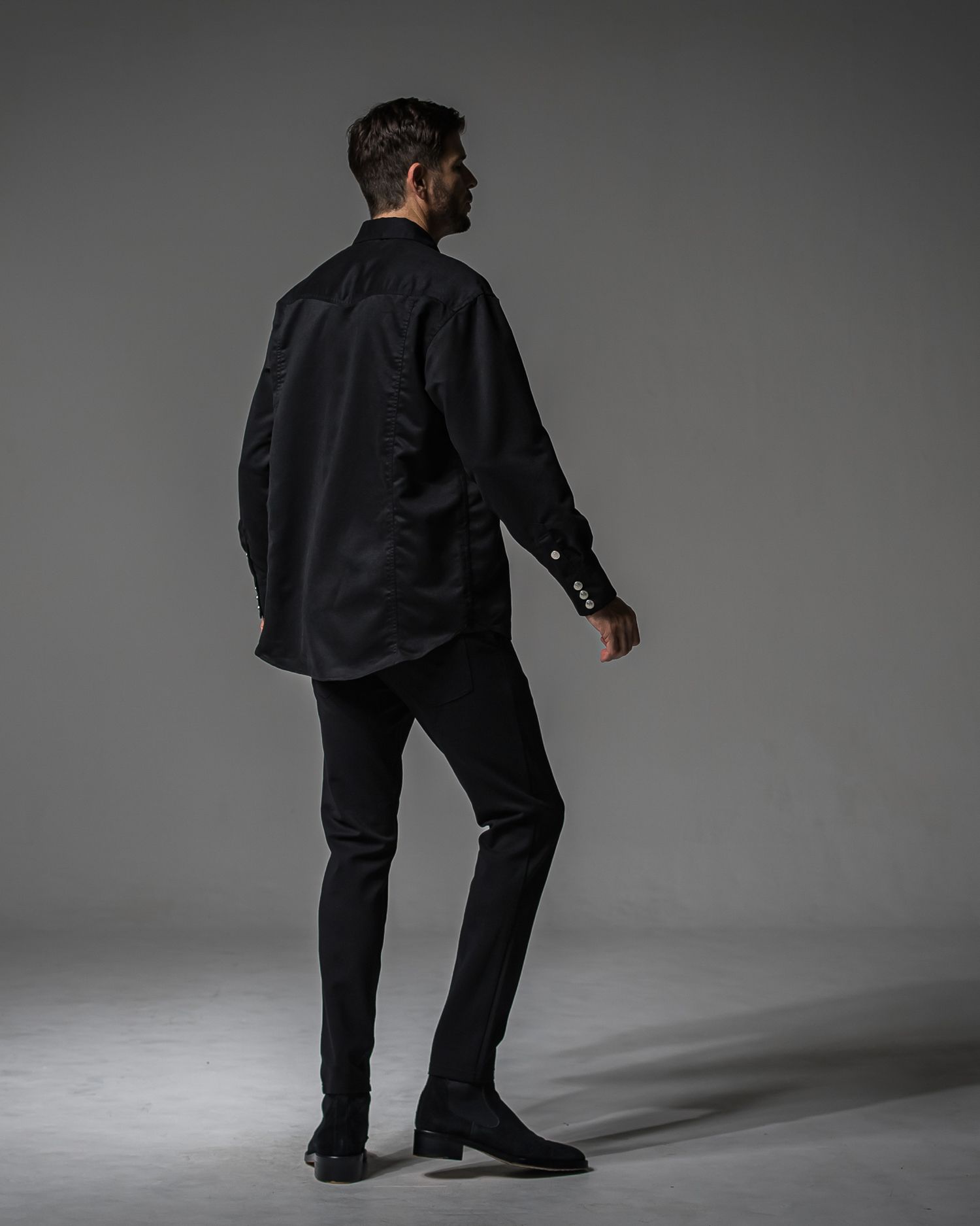 JAMES OVER SUEDE SHIRT / RC37-SH-003 / スエードエコレザーシャツ / ブラック