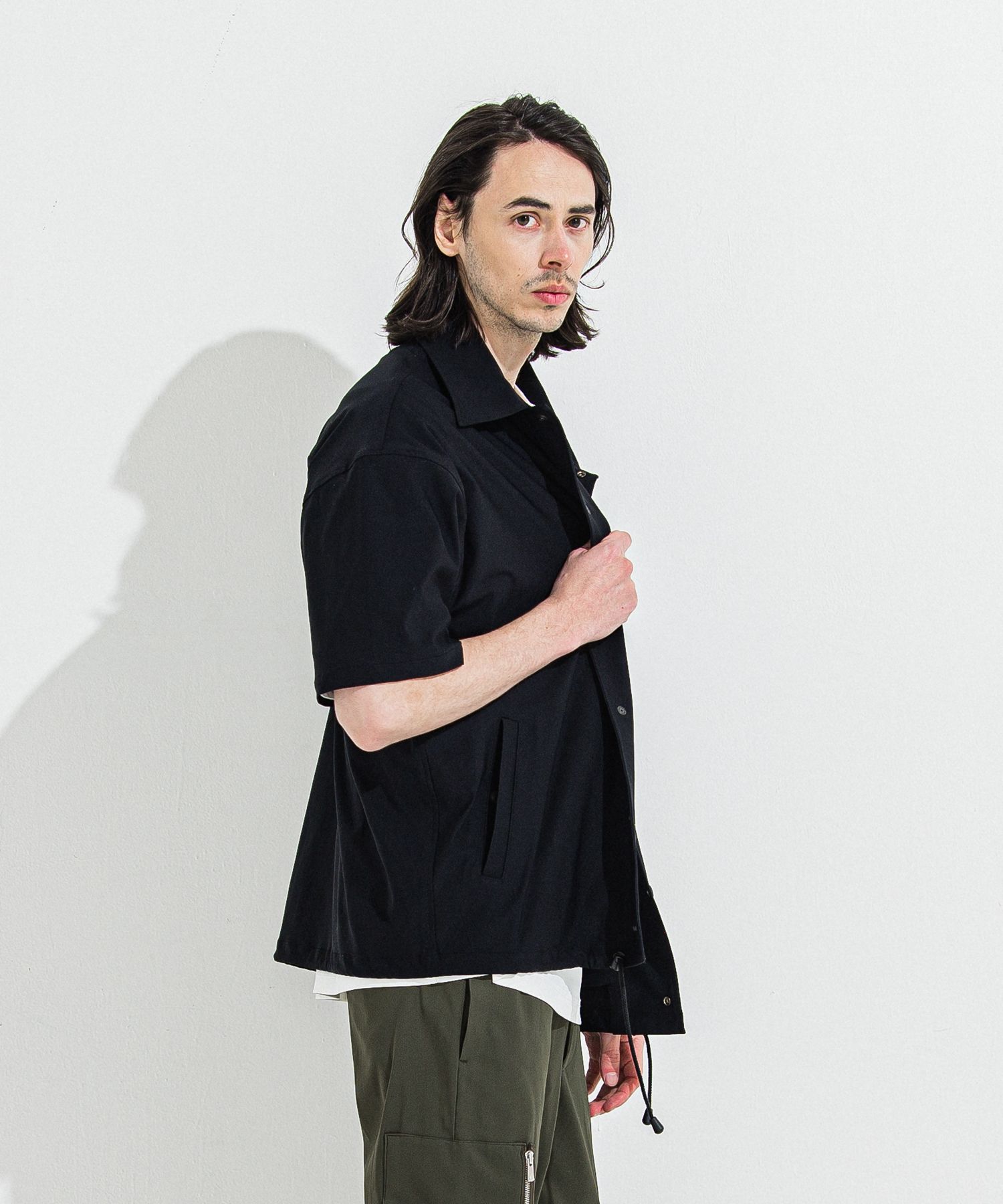 NYLON HALF COACH JACKET / RC36-C-002 / 半袖ナイロンコーチジャケット / ブラック