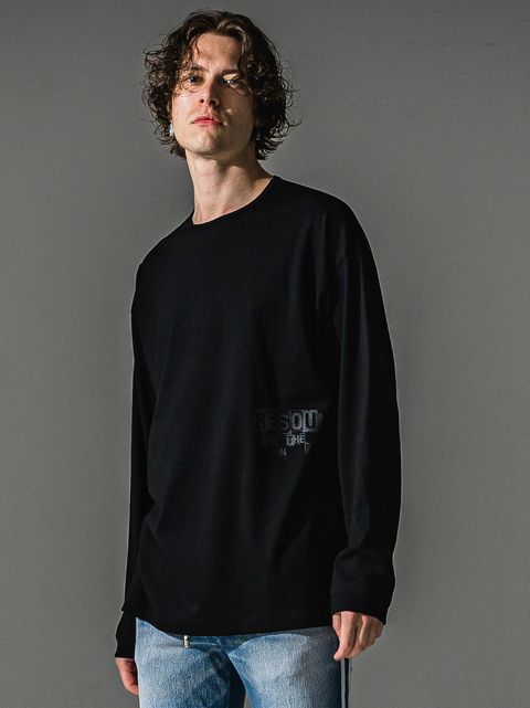 UK OVER LONGSLEEVE TEE / RC41-T-002 / オーバーサイズ長袖ロゴプリントTシャツ / ブラック (7月中旬入荷予定)