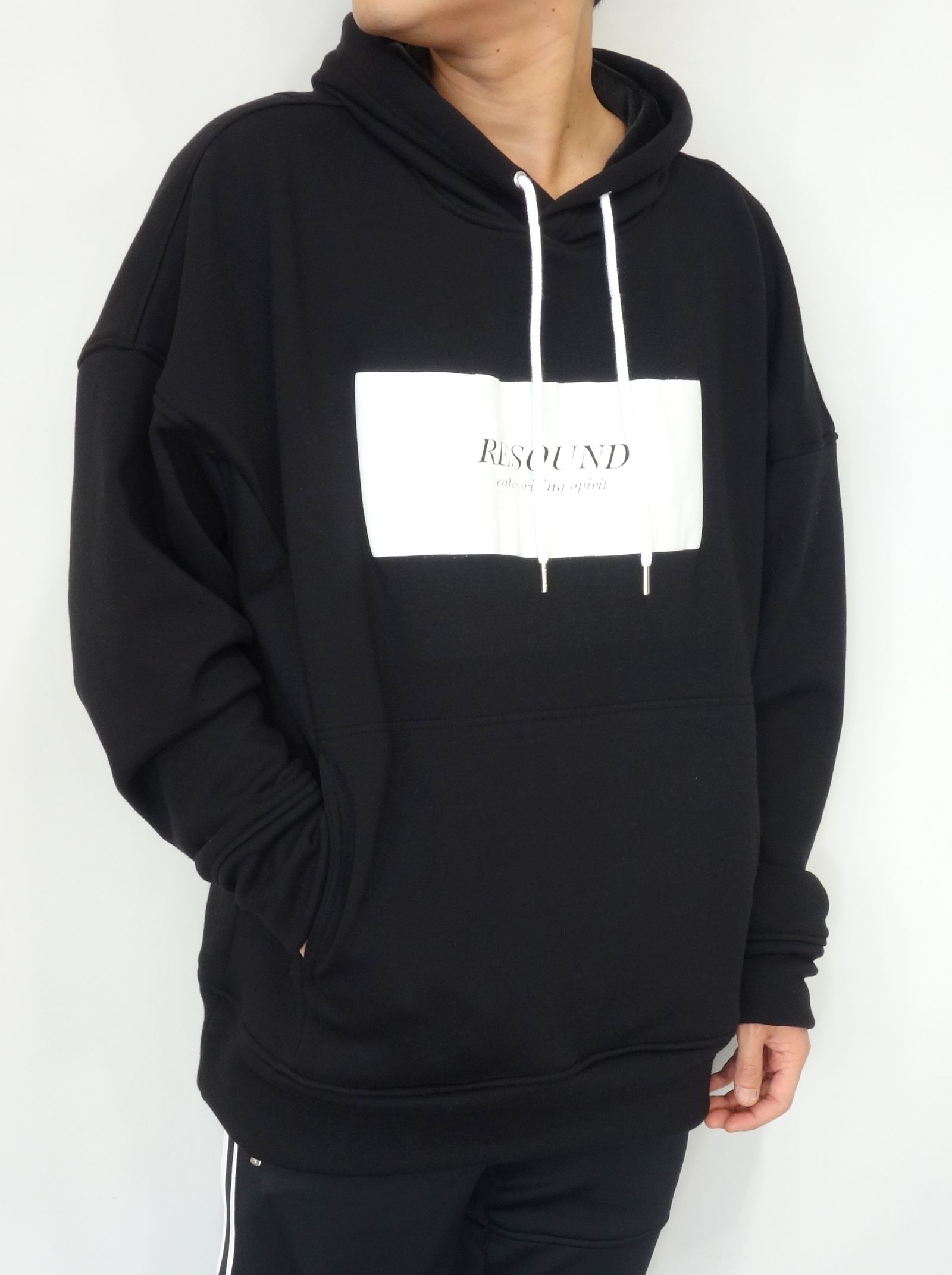 【コラボモデル第4弾】 BOX LOGO BOA FLEECE LOOSE HOODIE / RC18-C-009 / オーバーサイズパーカー / ブラック