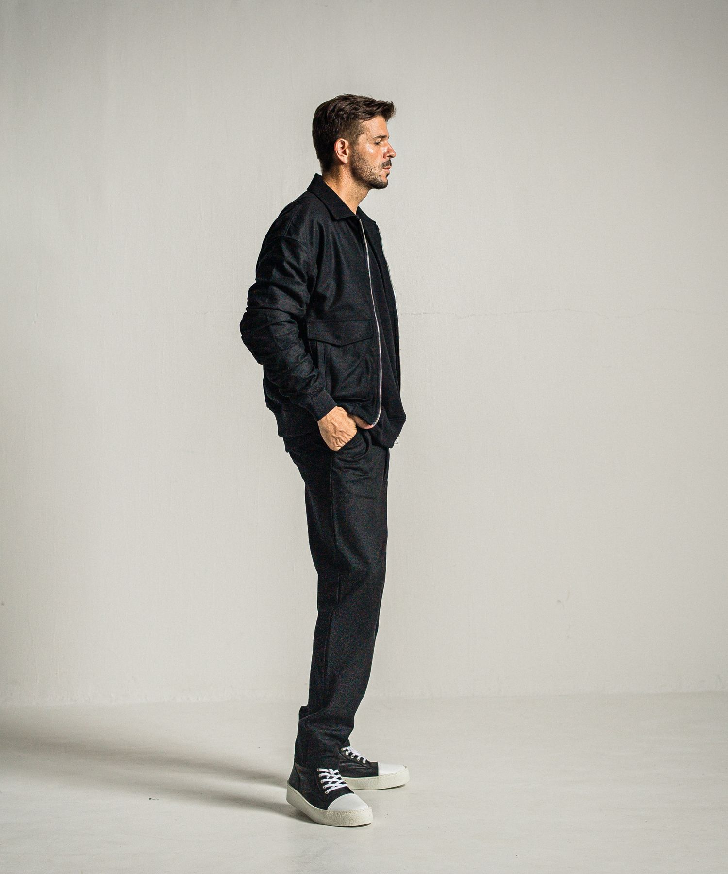 PAT WIDE EASY PANTS / RC34-ST-036 / ワイドテーパードパンツ / ブラック
