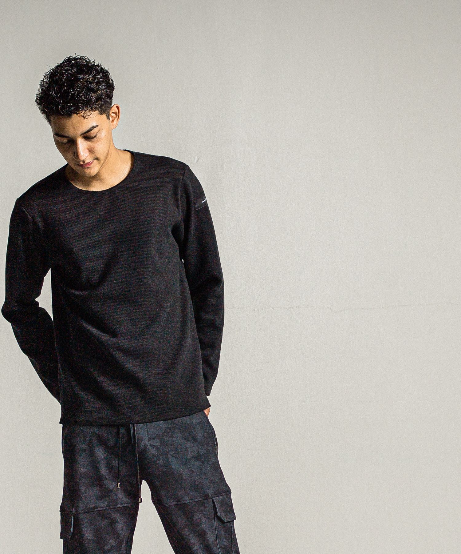 VELOURS FLEECE NEO THERMAL / RC34-C-001 / 裏起毛サーマルロングTシャツ / ブラック