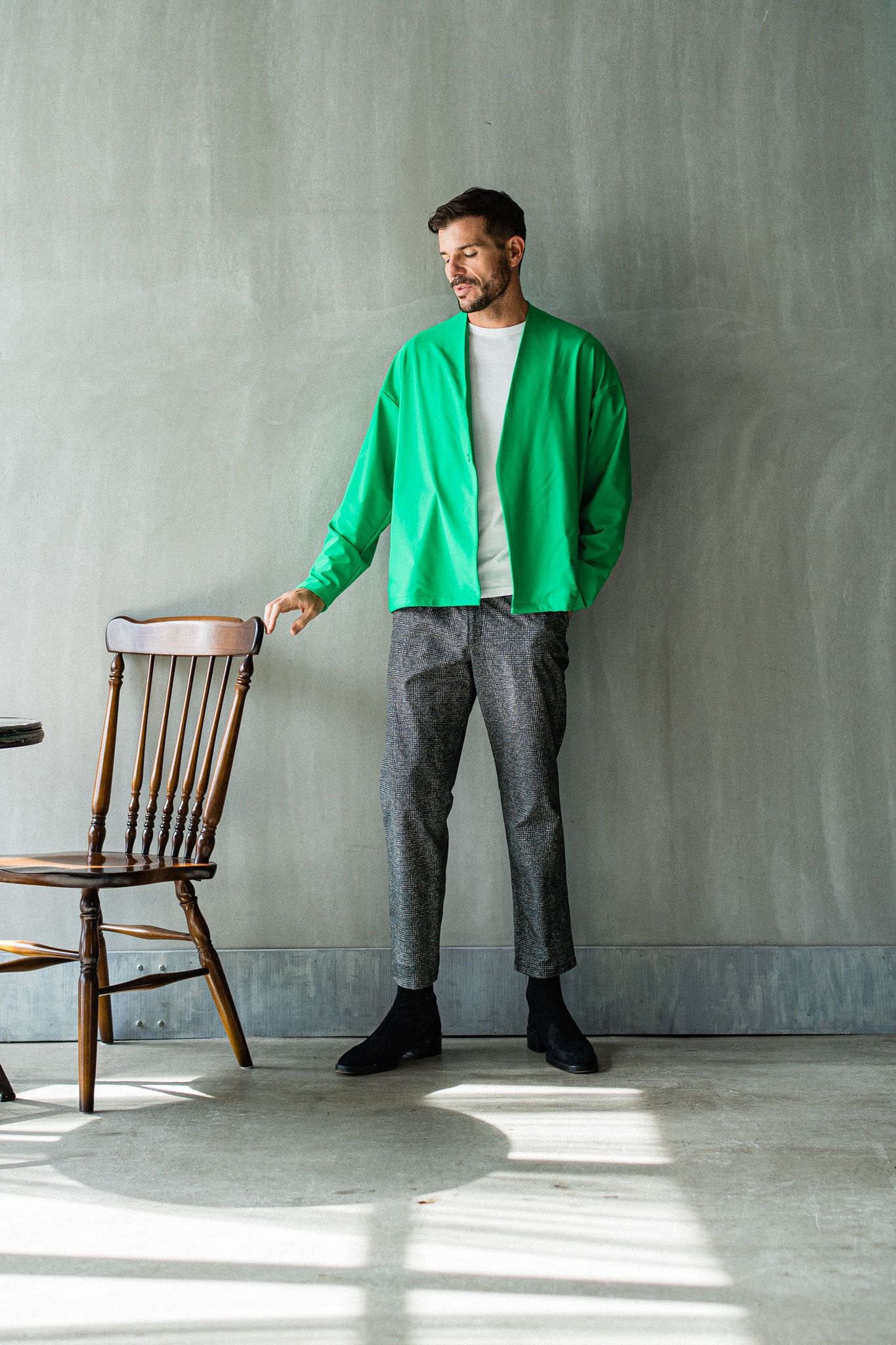 PAT WIDE EASY PANTS / RC32-ST-036 / ベルト付きテーパードワイドパンツ / グレンチェック