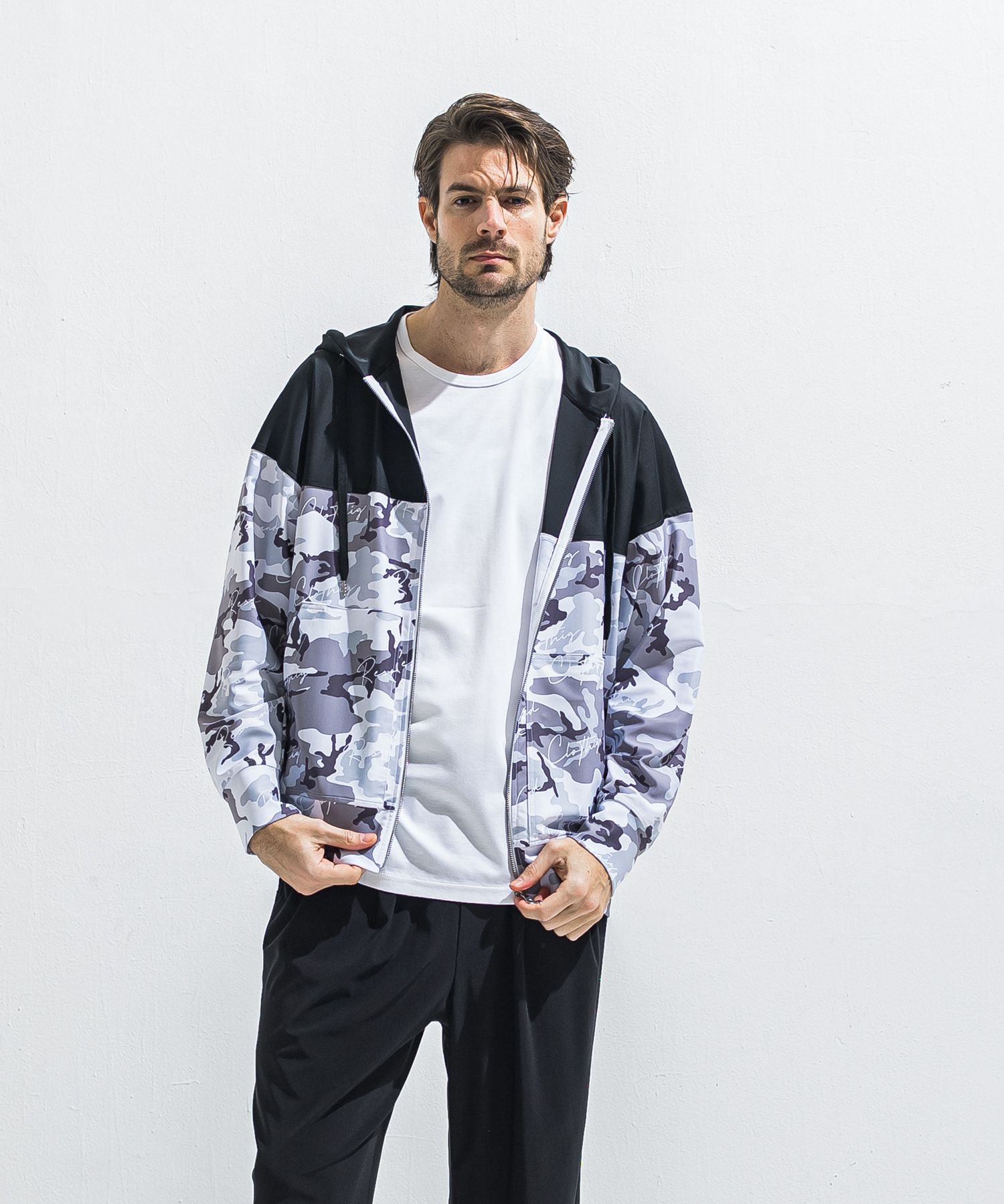 RUSH OVER ZIPUP HOODIE / RC40-C-001 / ラッシュガードパーカー / カモフラブラック (5月下旬入荷予定)