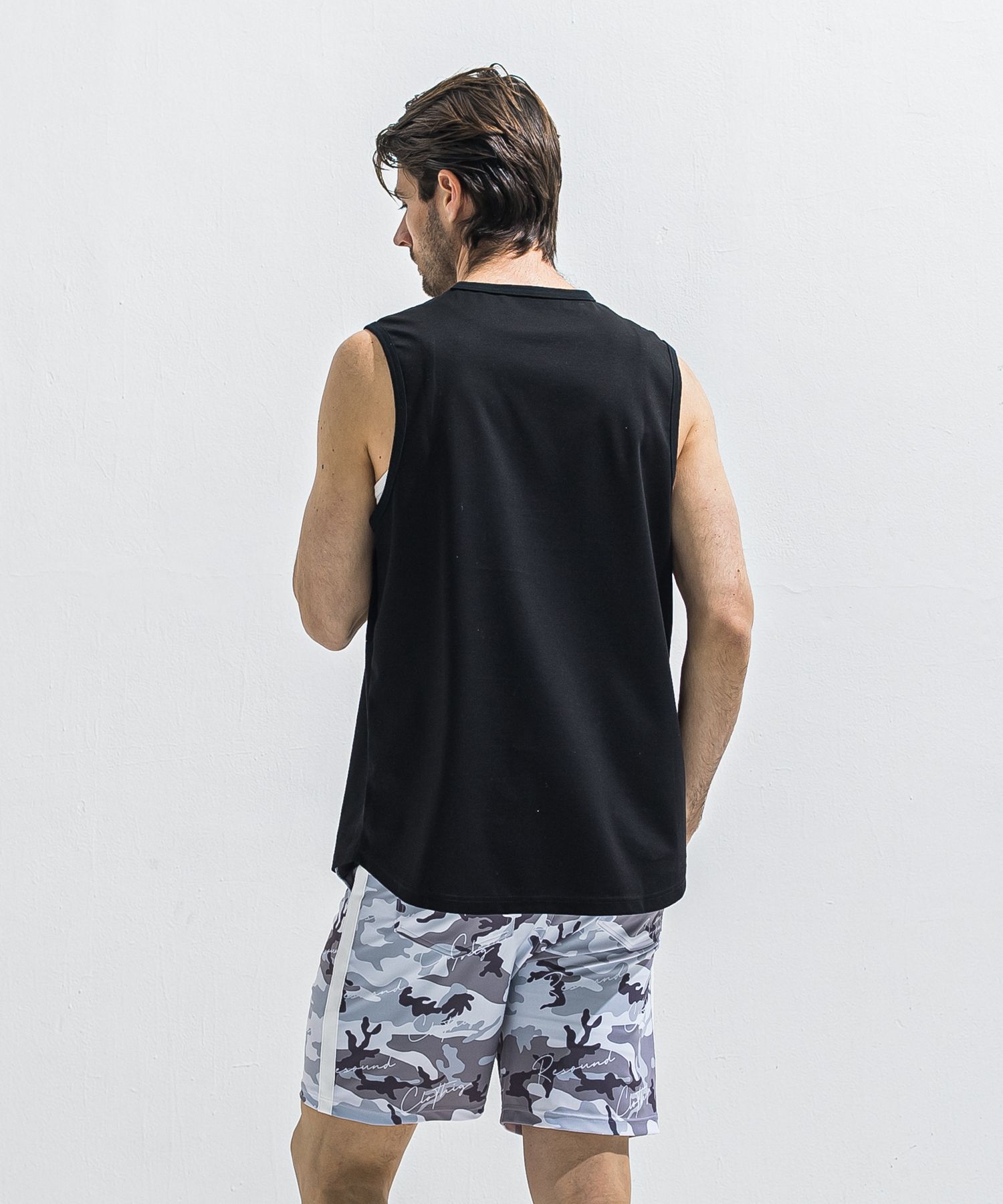 OVER NO SLEEVE / RC40-T-010 / サイドロゴメッシュノースリーブ / ブラック (6月上旬入荷予定)