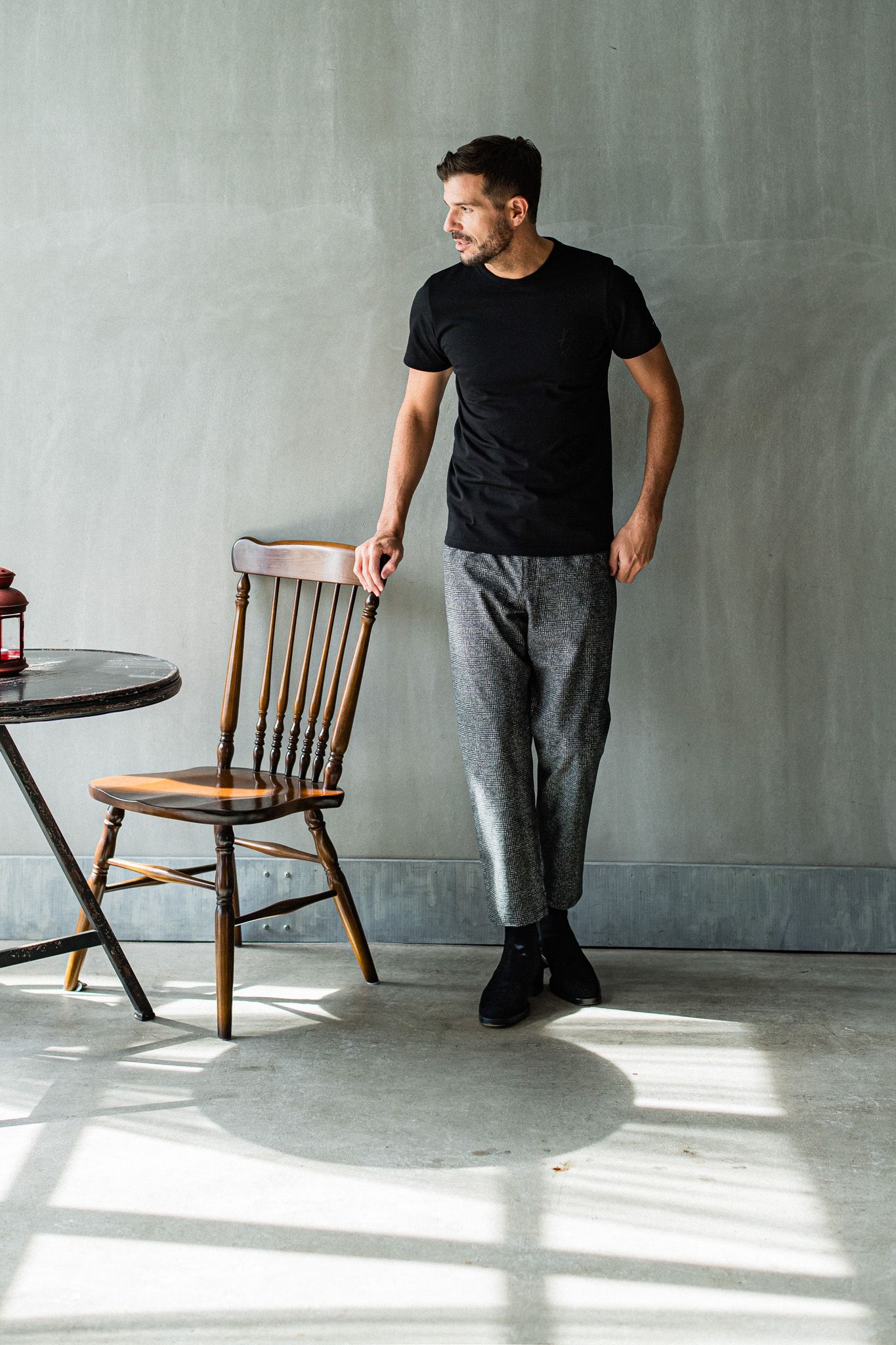 PAT WIDE EASY PANTS / RC32-ST-036 / ベルト付きテーパードワイドパンツ / グレンチェック