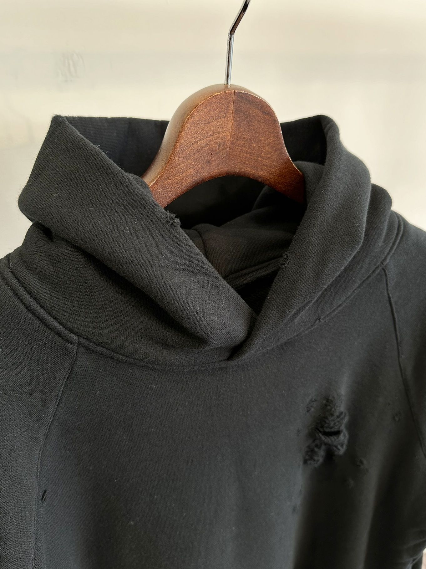 LONG HOODED P/O / RC9-C-003 / ダメージ加工ロングパーカー / ブラッククラッシュ