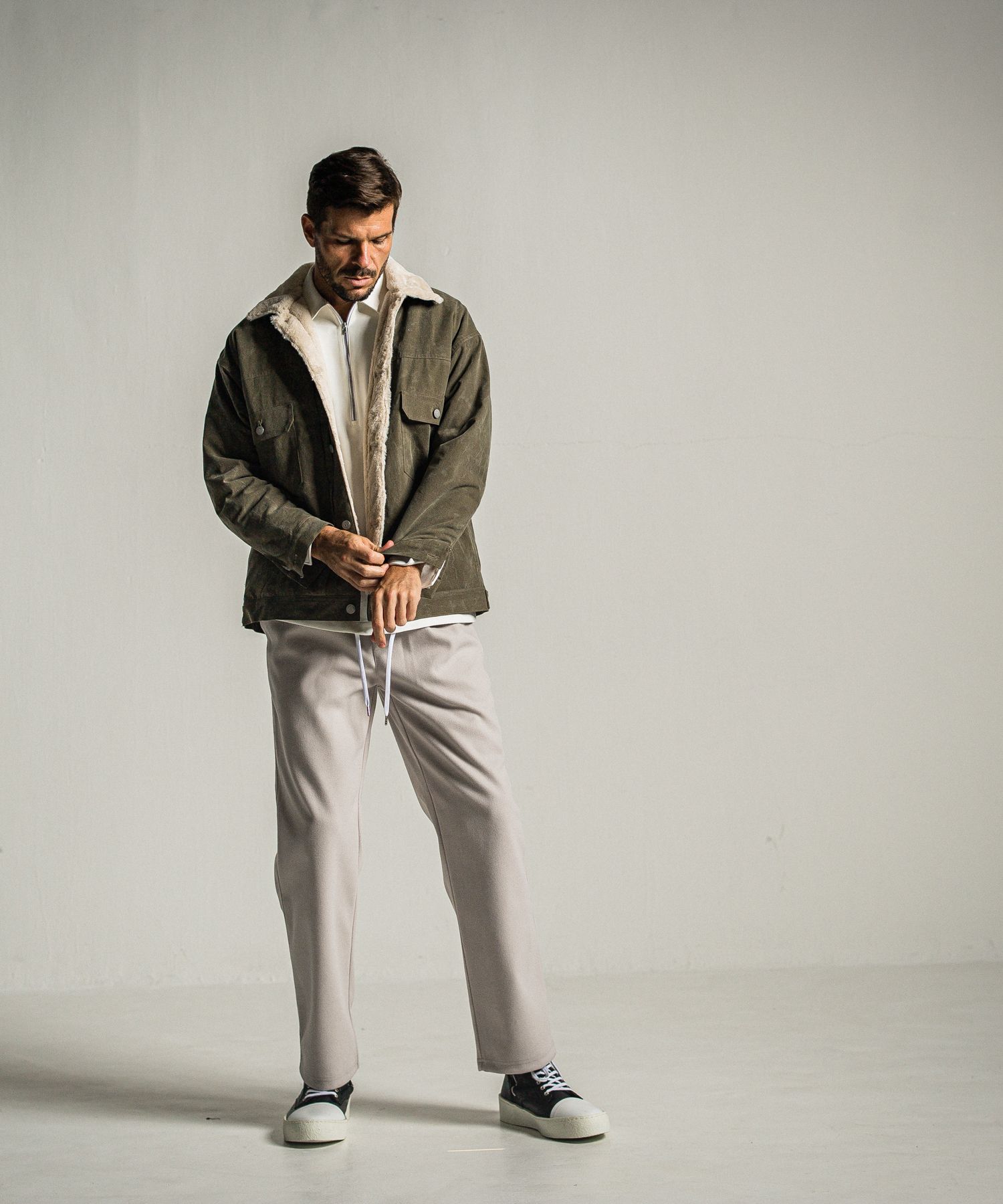 MELTON WIDE TUCK PANTS / RC34-ST-016WT / メルトンワイドタックパンツ / グレージュ