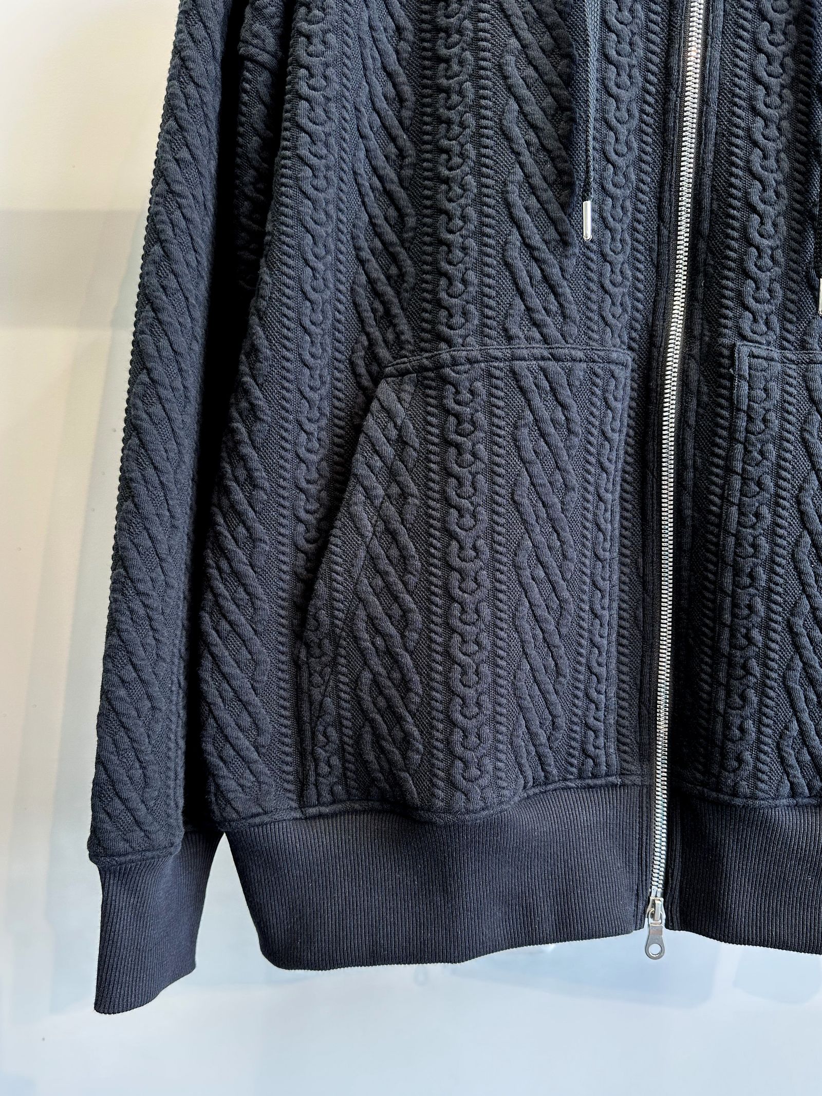 ROPE ZIP LOOSE HOODIE / RC29-C-004 / キルティングジップパーカー / ブラック