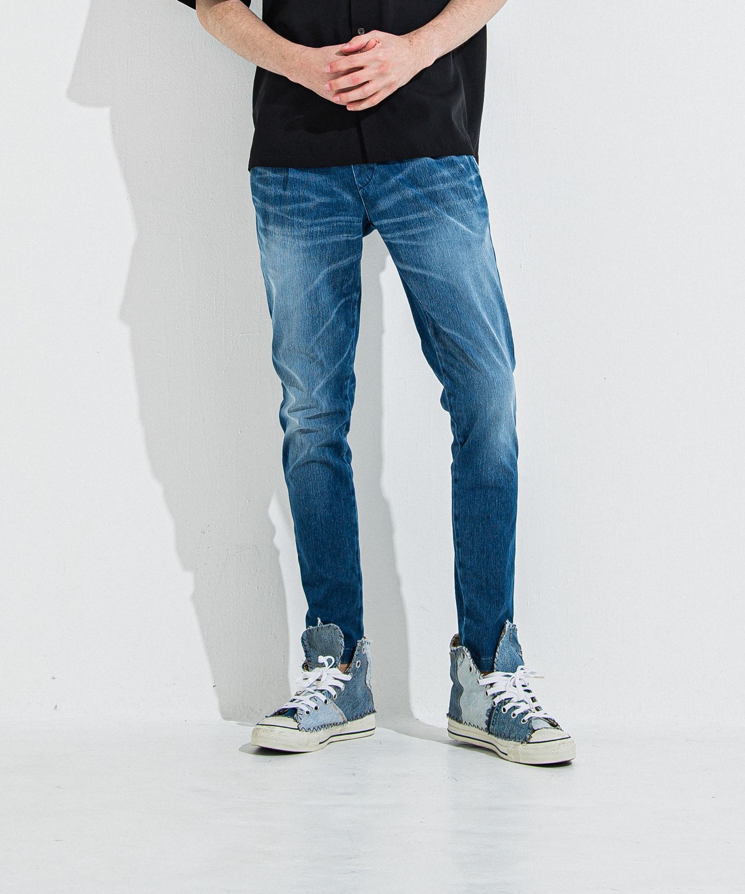 DENIM JERSEY CHRIS EASY TUCK PT / RC36-ST-016TD / ライトオンスデニムジャージイージータックパンツ / ダークインディゴ