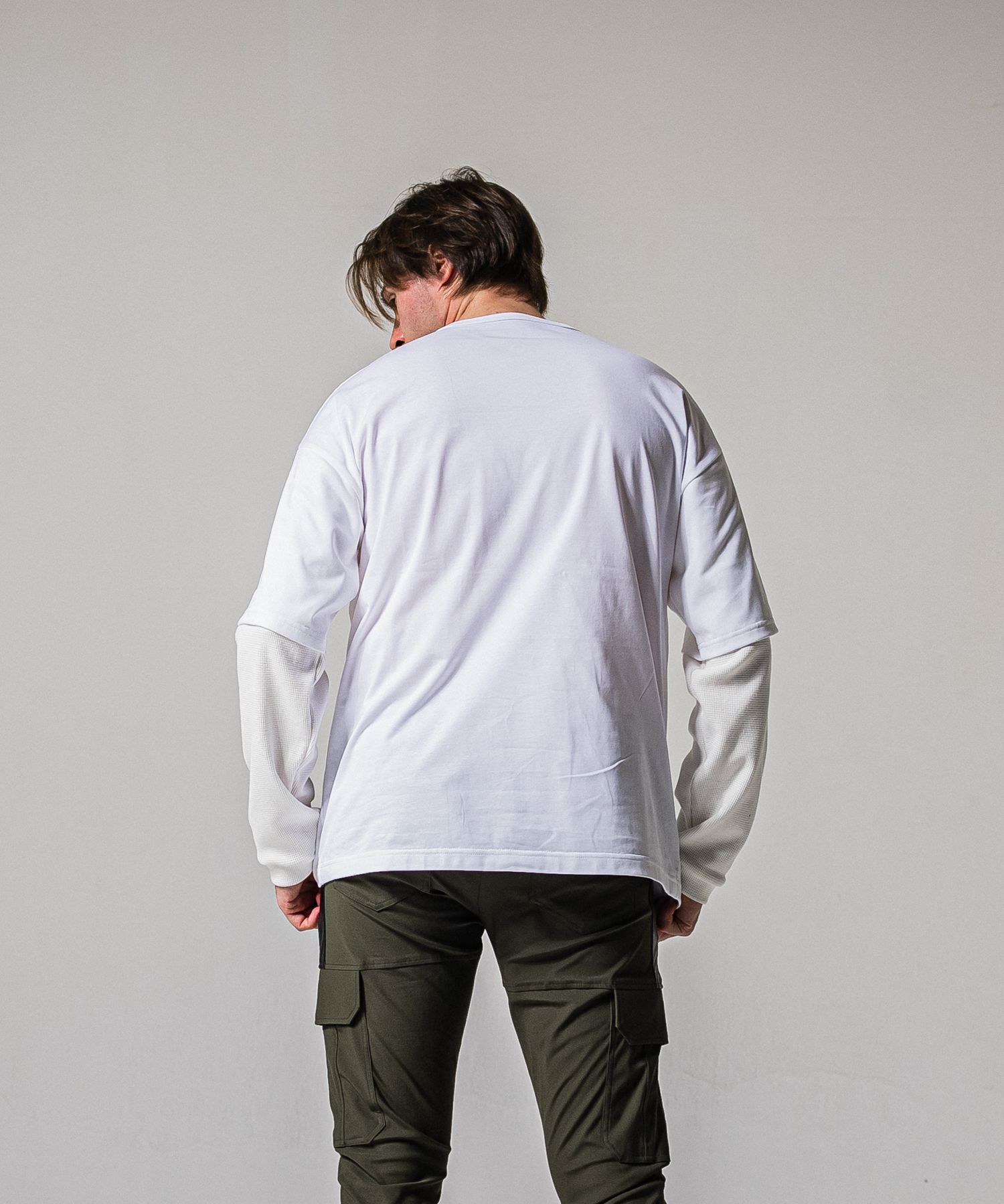 FAKE LAYERED WAFFLE LONG SLEEVE / RC39-T-007 / サーマルレイヤードロングスリーブTシャツ / ホワイト (1月下旬入荷予定)