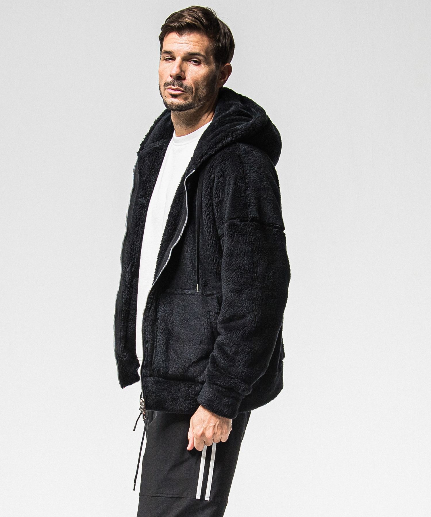 BOA ZIP LOOSE HOODIE / RC38-C-007 / ボアジップパーカー / ブラック (11月中旬入荷予定)