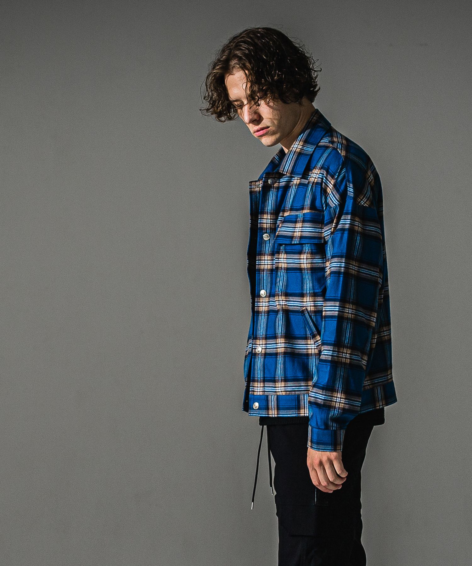 CHECK SHIRT JACKET / RC41-SH-003 / チェックシャツジャケット / ブルー (8月下旬入荷予定)