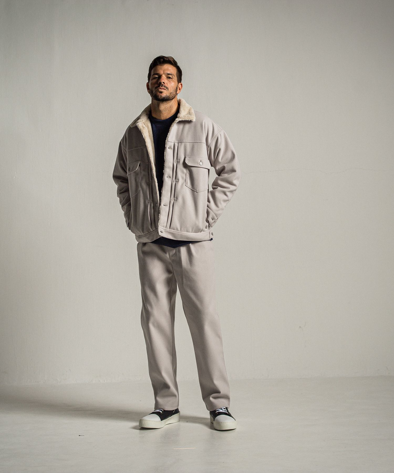 MELTON WIDE TUCK PANTS / RC34-ST-016WT / メルトンワイドタックパンツ / グレージュ